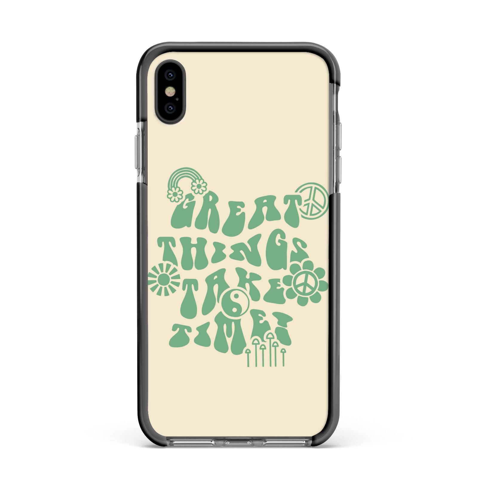 Retro Positive Quote Apple iPhone Xs Max Impact Case Black Edge on Black Phone