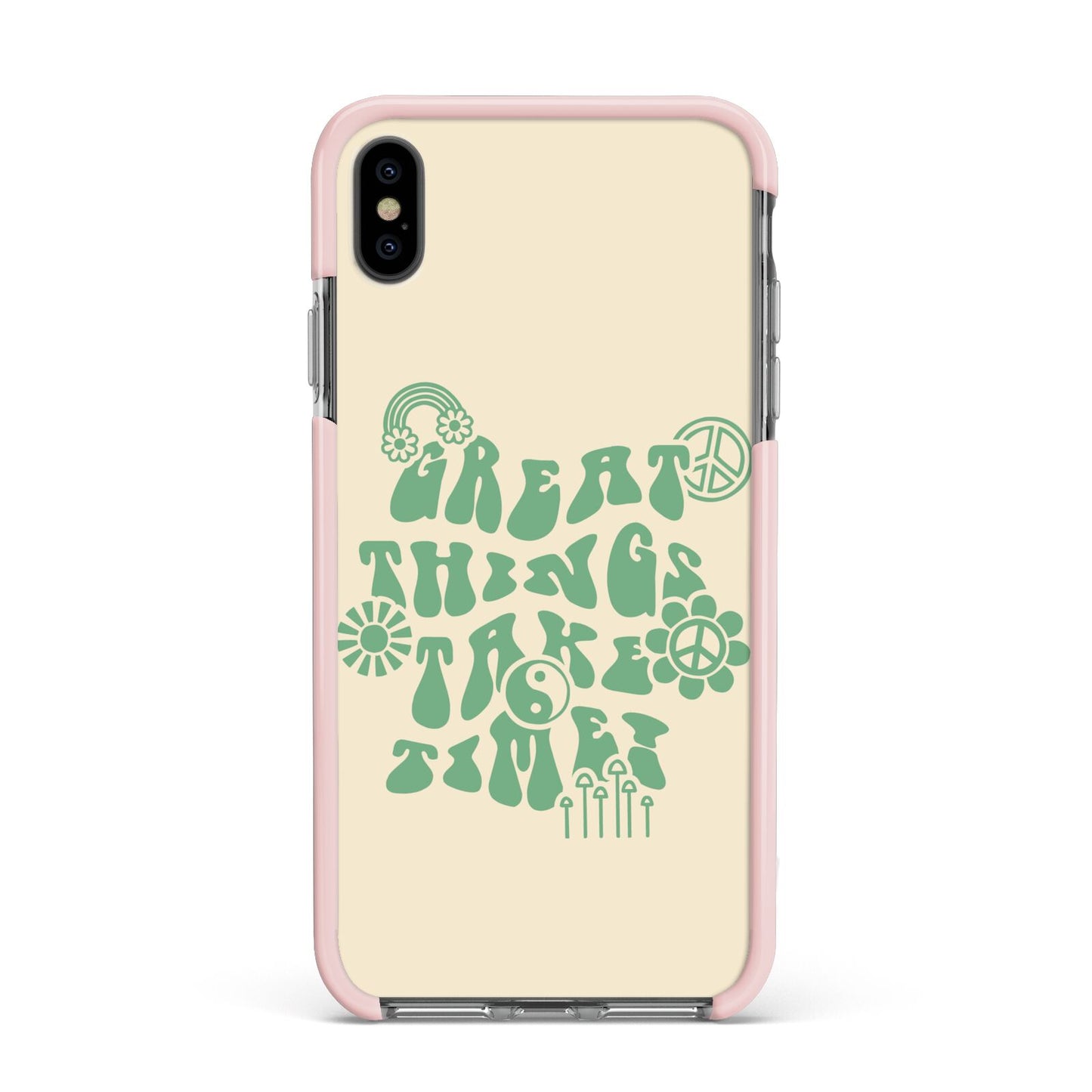 Retro Positive Quote Apple iPhone Xs Max Impact Case Pink Edge on Black Phone