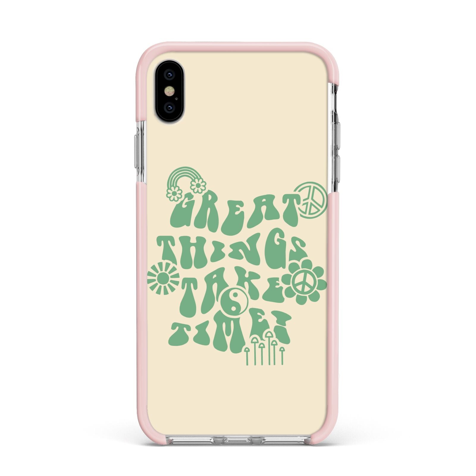 Retro Positive Quote Apple iPhone Xs Max Impact Case Pink Edge on Silver Phone