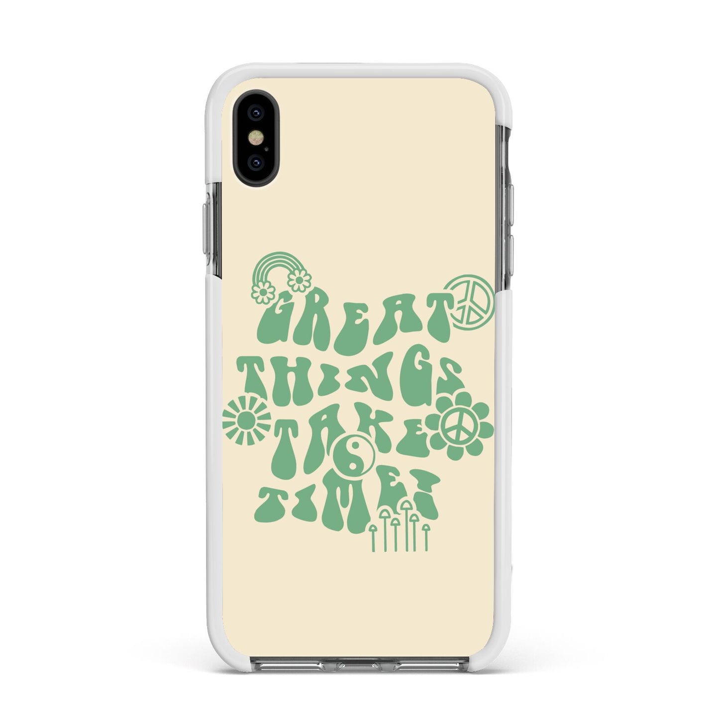 Retro Positive Quote Apple iPhone Xs Max Impact Case White Edge on Black Phone