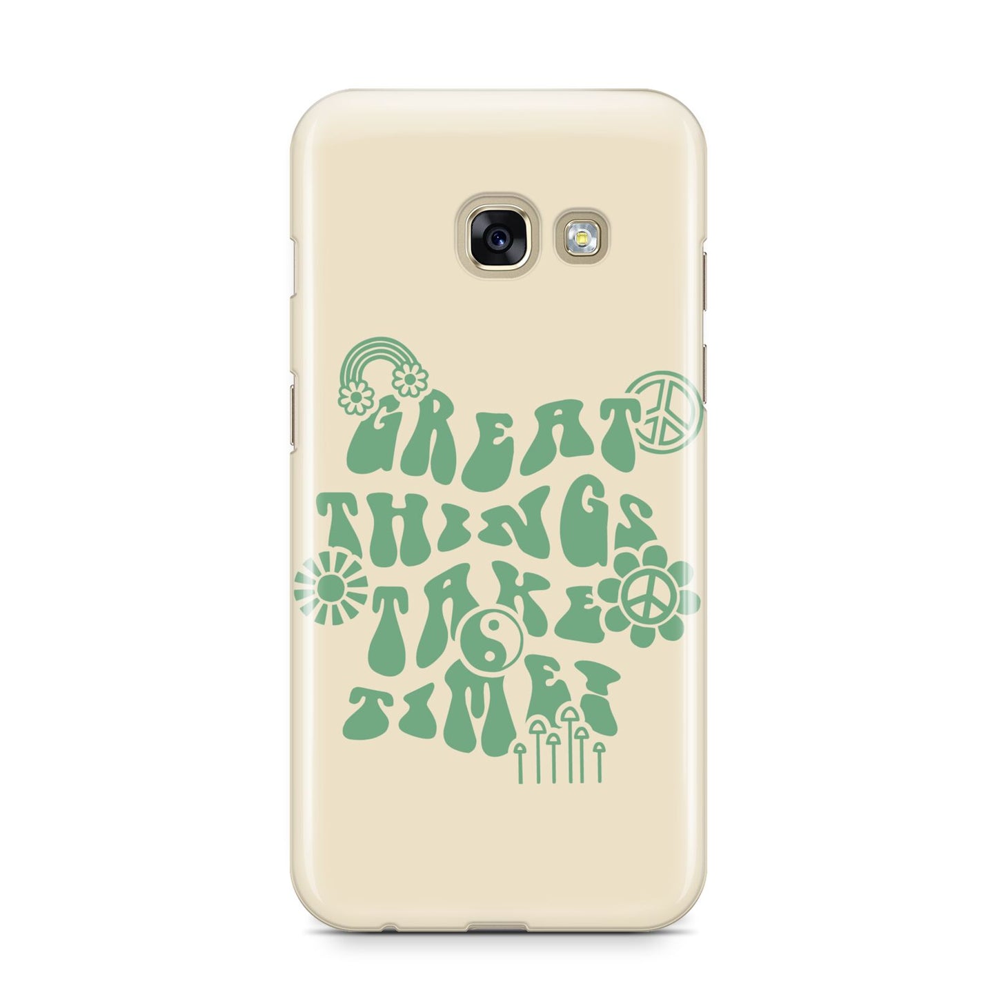 Retro Positive Quote Samsung Galaxy A3 2017 Case on gold phone