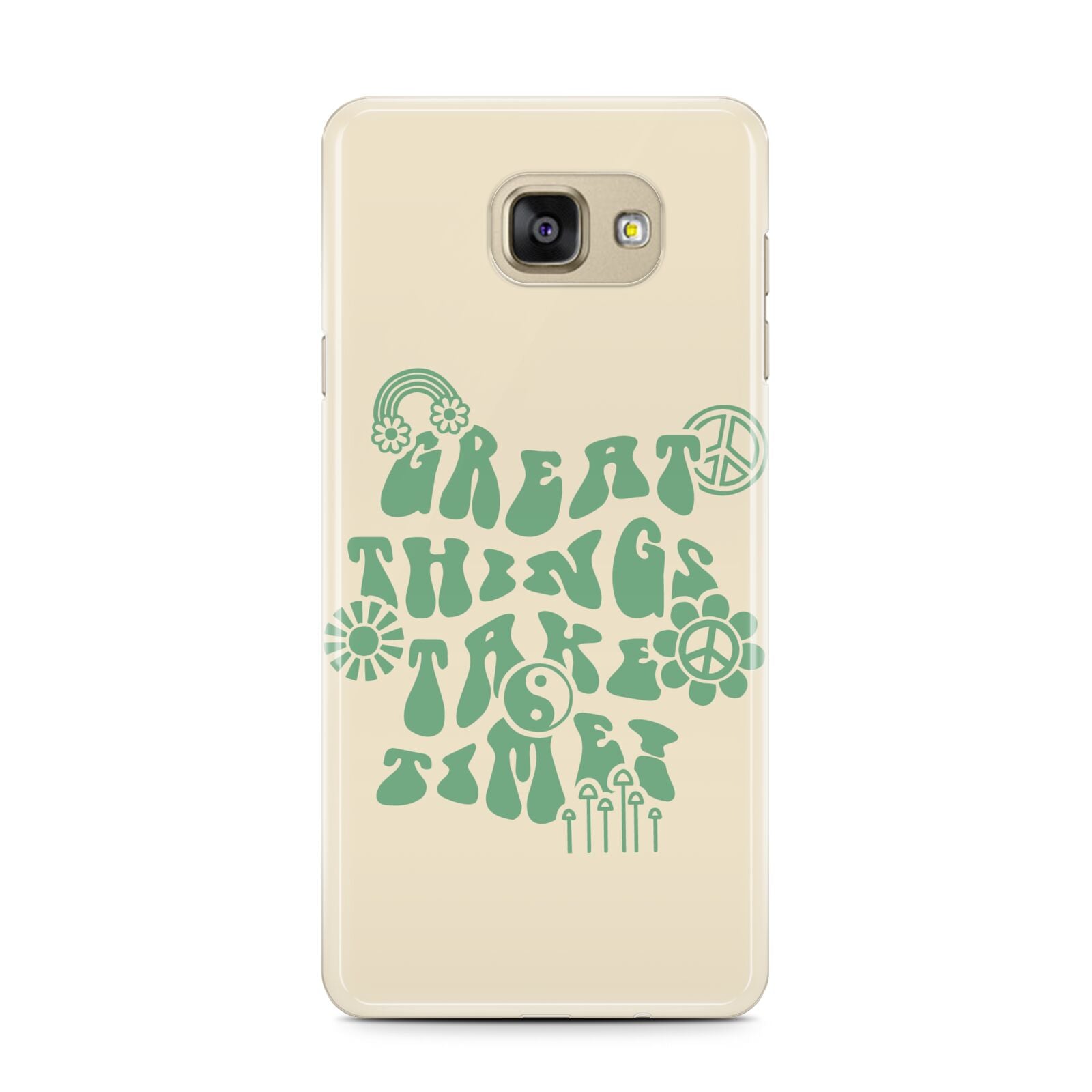 Retro Positive Quote Samsung Galaxy A7 2016 Case on gold phone