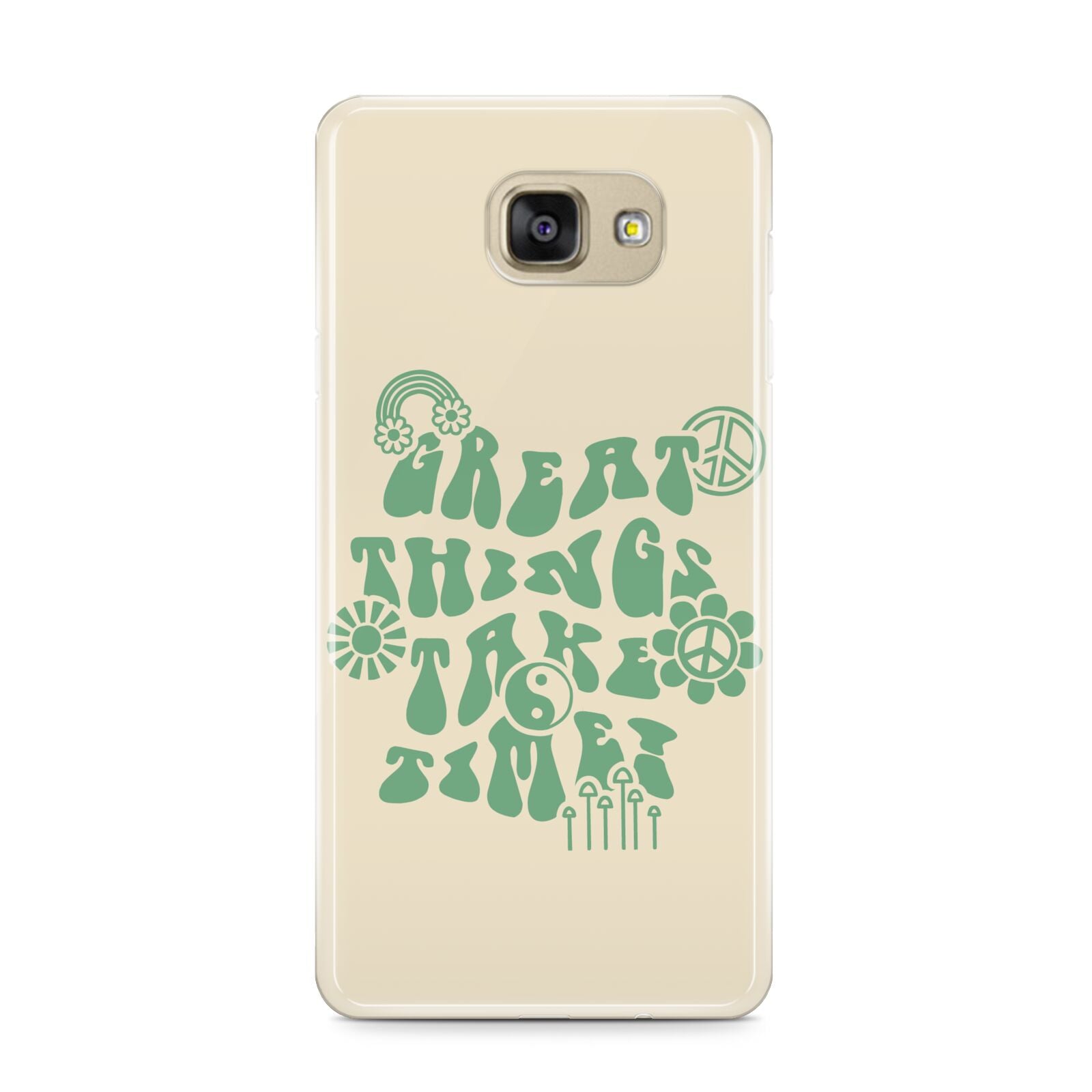 Retro Positive Quote Samsung Galaxy A9 2016 Case on gold phone