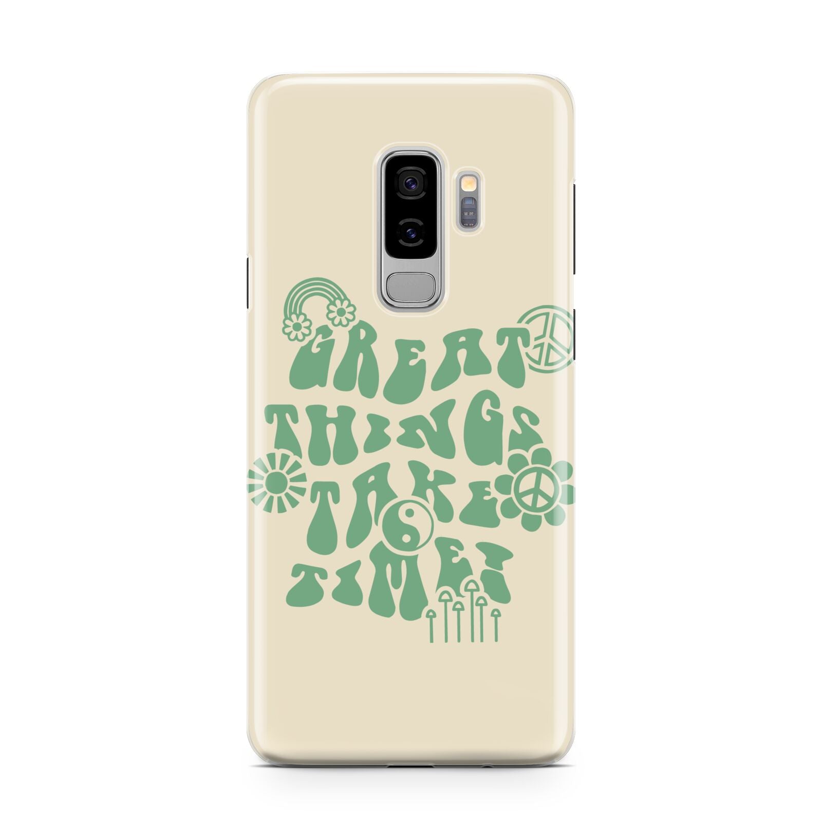 Retro Positive Quote Samsung Galaxy S9 Plus Case on Silver phone