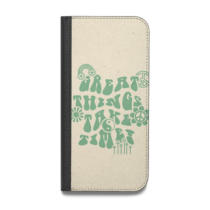 Retro Positive Quote Vegan Leather Flip iPhone Case