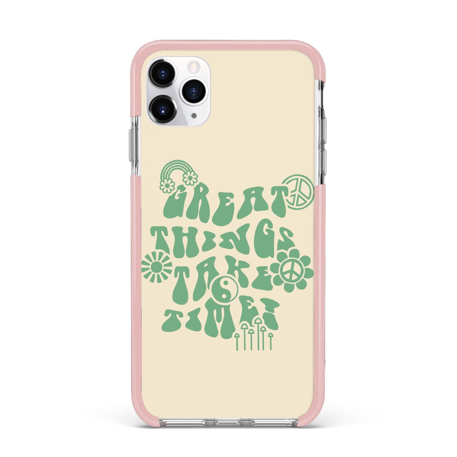 Retro Positive Quote iPhone 11 Pro Max Impact Pink Edge Case