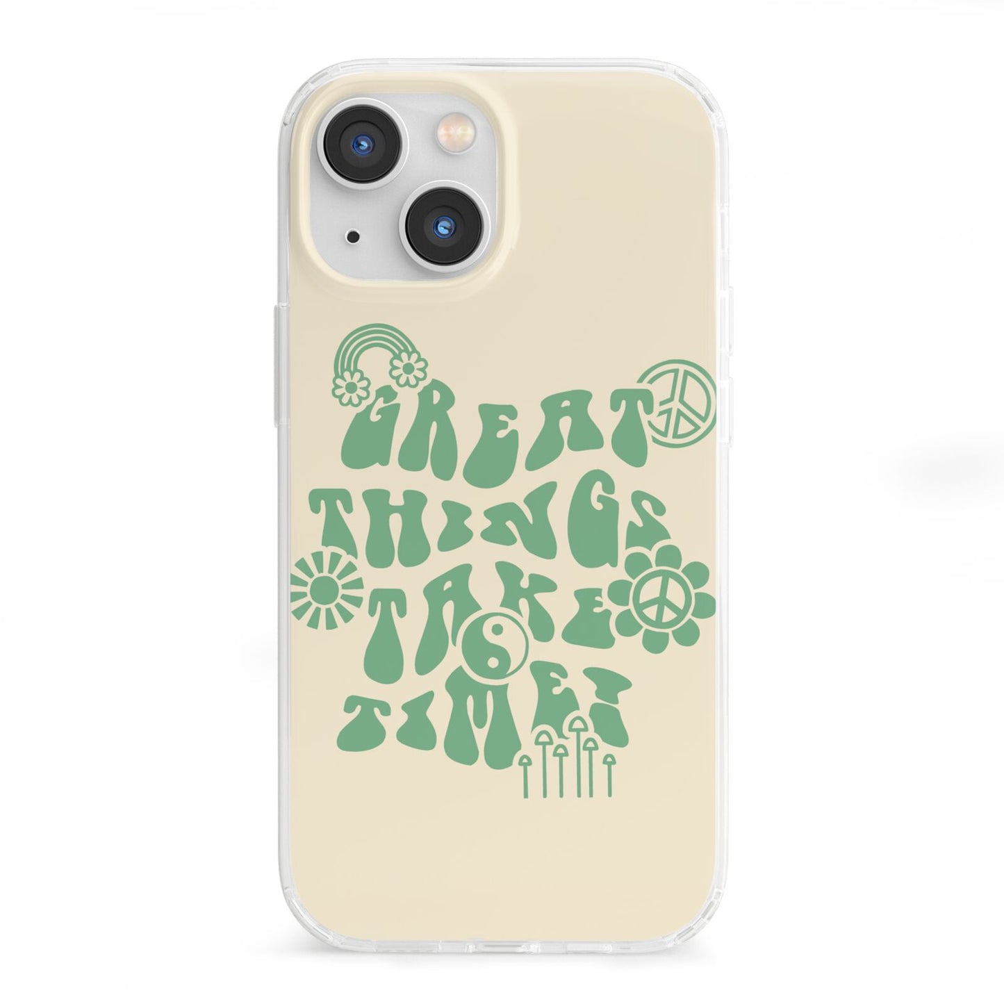 Retro Positive Quote iPhone 13 Mini Clear Bumper Case