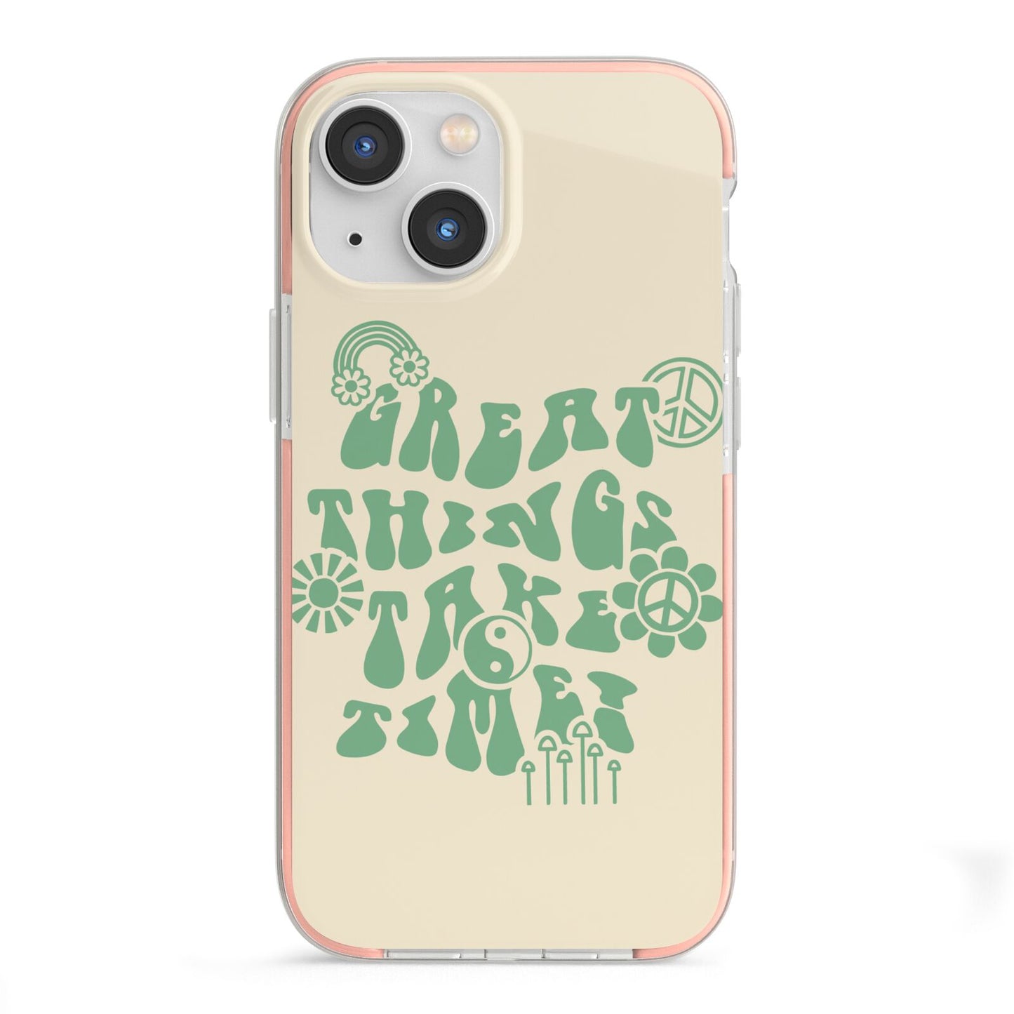 Retro Positive Quote iPhone 13 Mini TPU Impact Case with Pink Edges