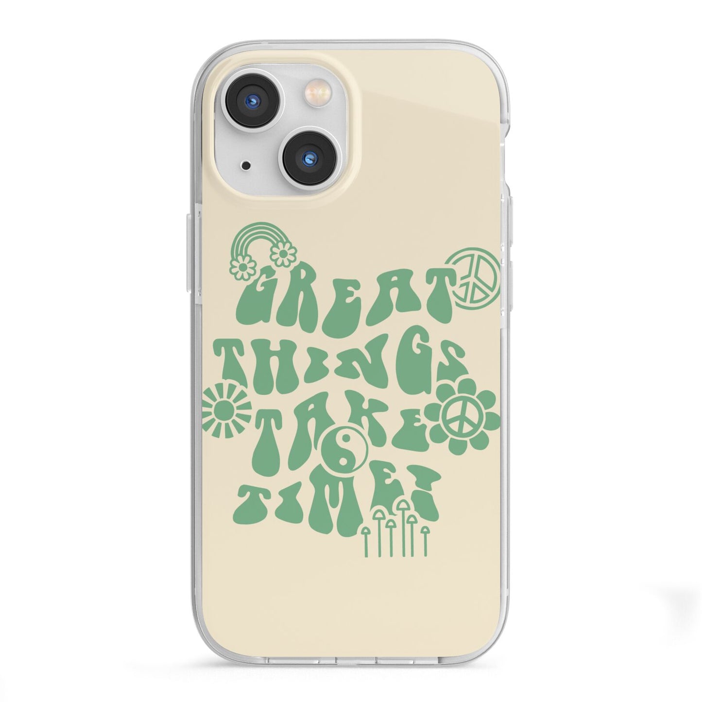 Retro Positive Quote iPhone 13 Mini TPU Impact Case with White Edges