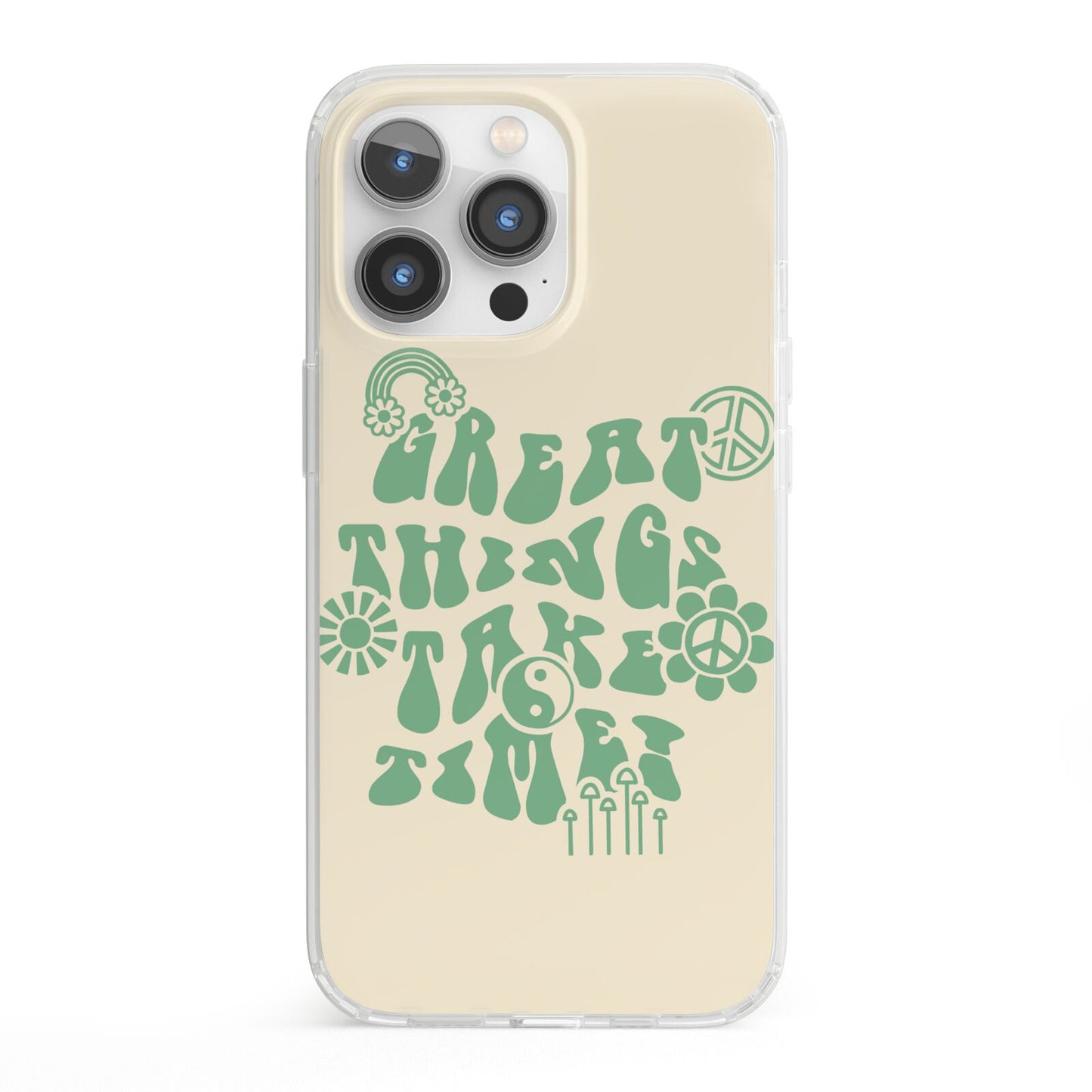 Retro Positive Quote iPhone 13 Pro Clear Bumper Case