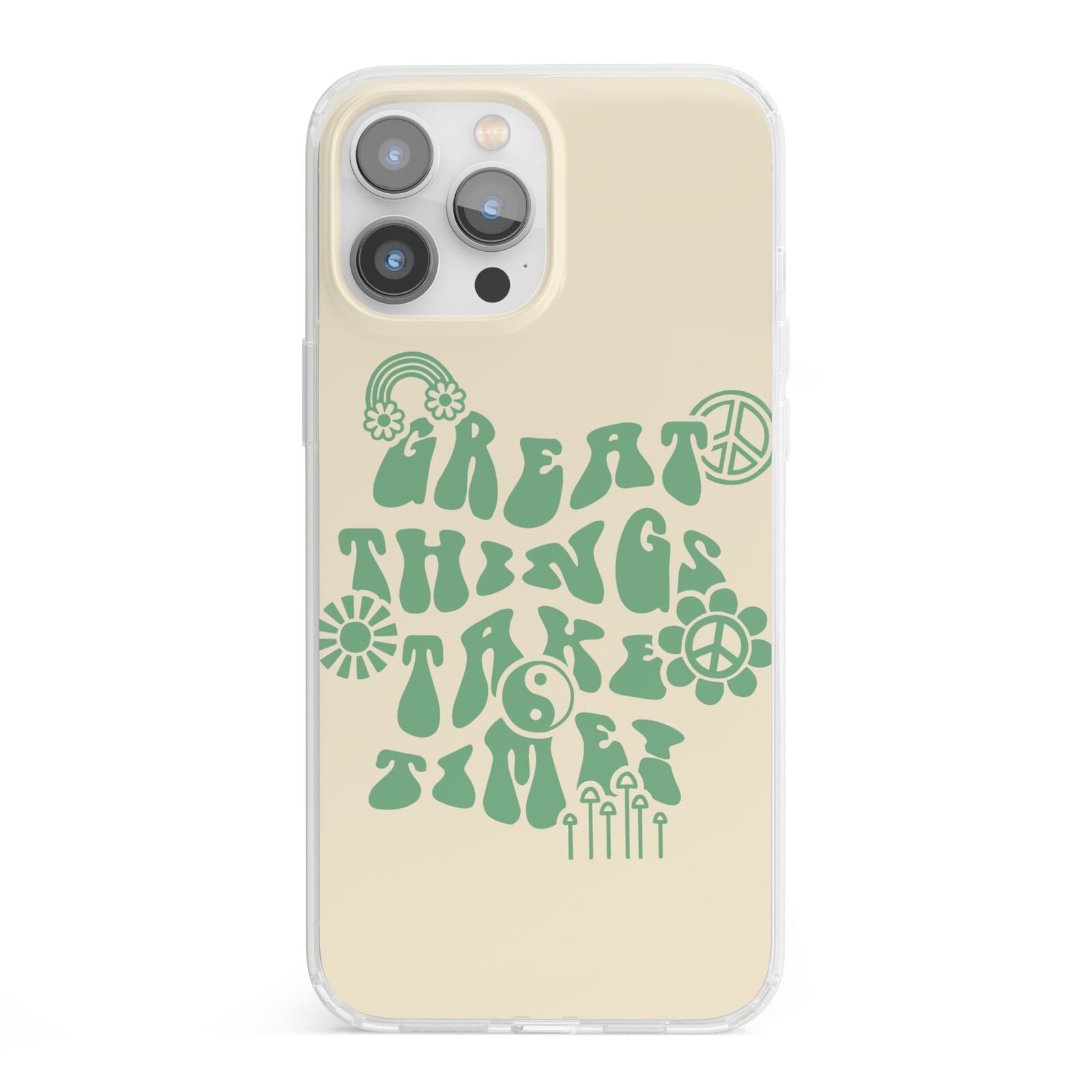 Retro Positive Quote iPhone 13 Pro Max Clear Bumper Case