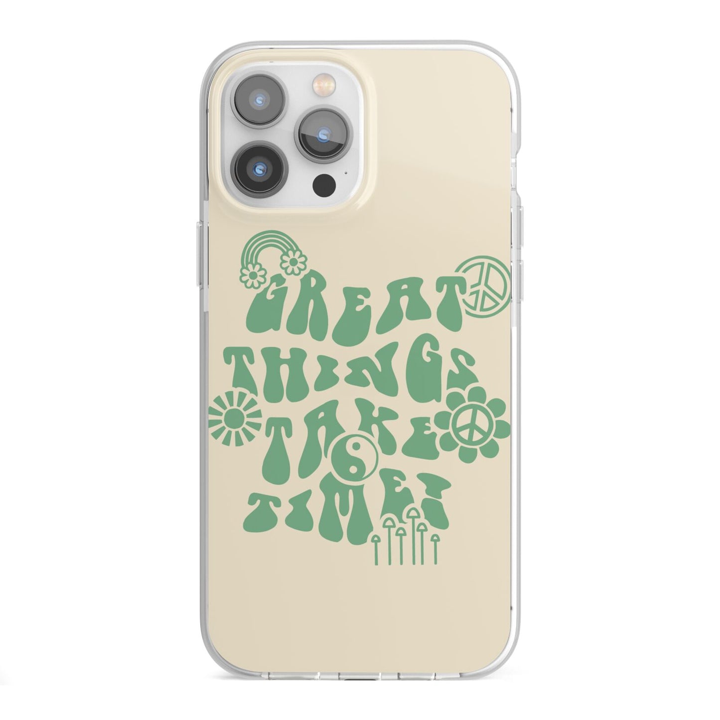 Retro Positive Quote iPhone 13 Pro Max TPU Impact Case with White Edges