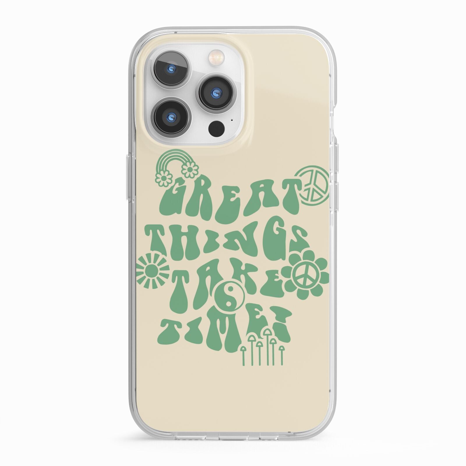 Retro Positive Quote iPhone 13 Pro TPU Impact Case with White Edges