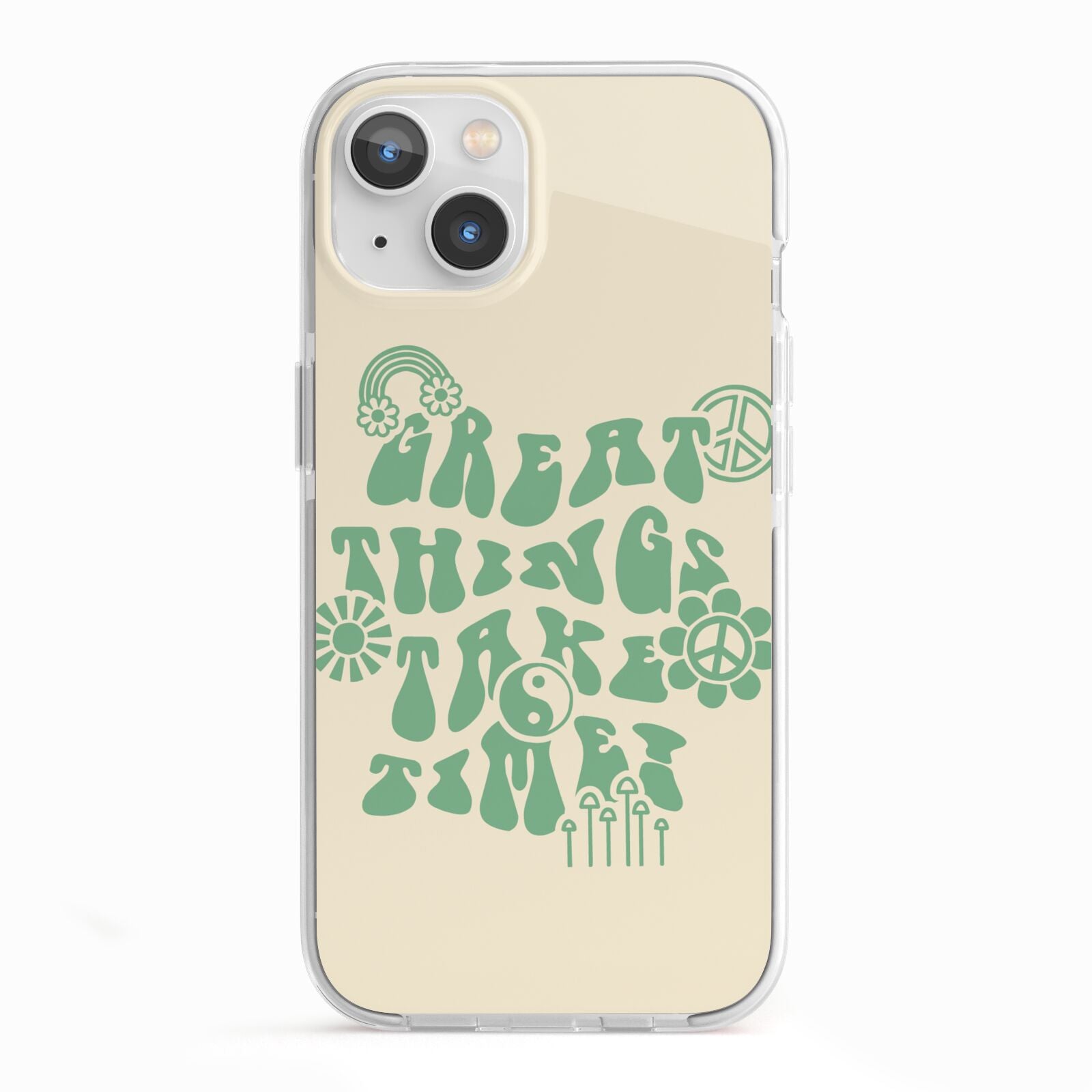 Retro Positive Quote iPhone 13 TPU Impact Case with White Edges