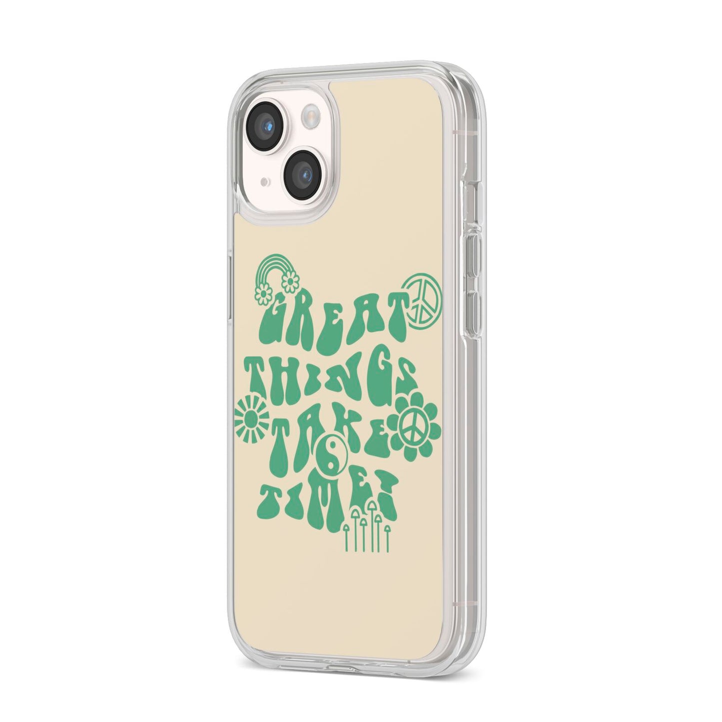 Retro Positive Quote iPhone 14 Clear Tough Case Starlight Angled Image