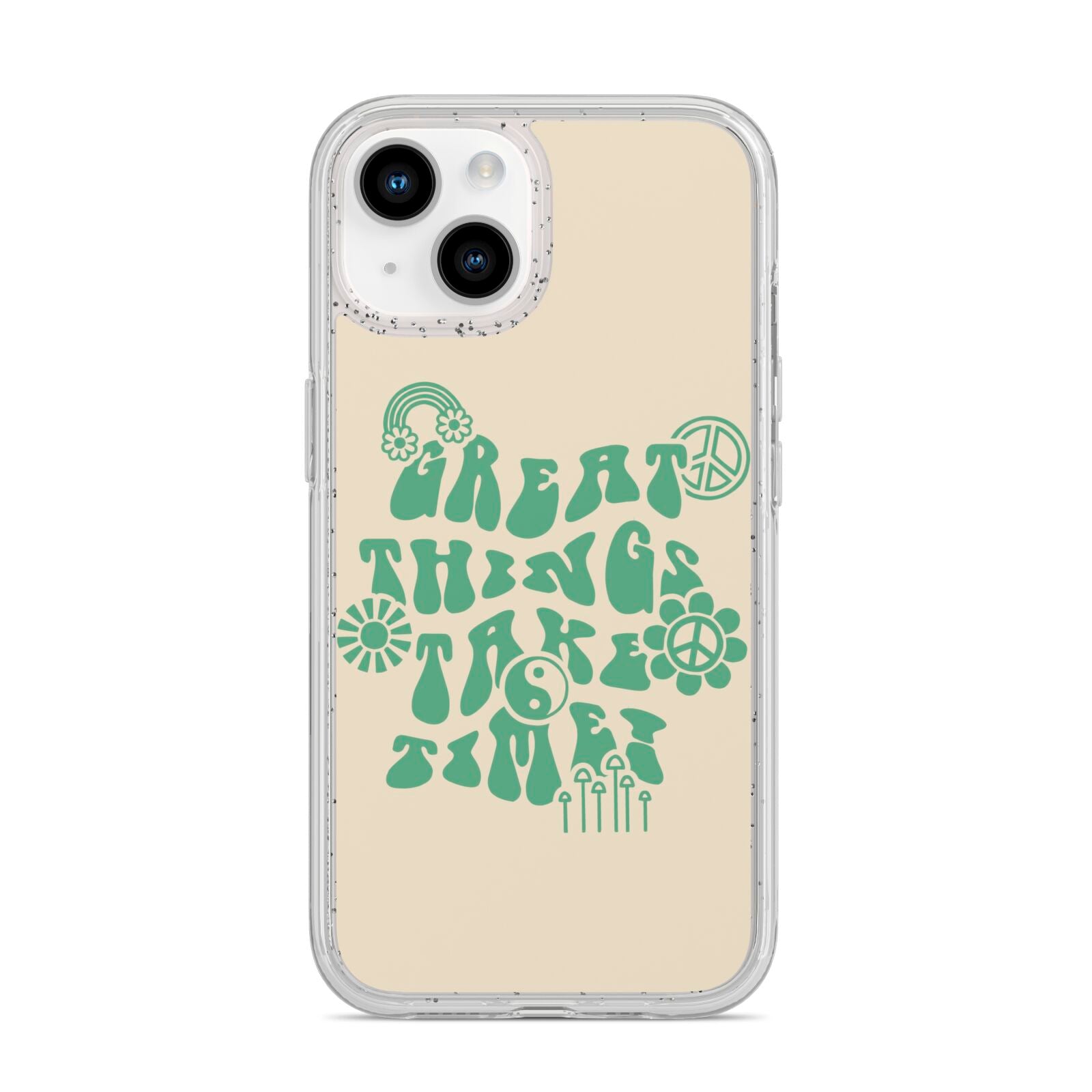 Retro Positive Quote iPhone 14 Glitter Tough Case Starlight