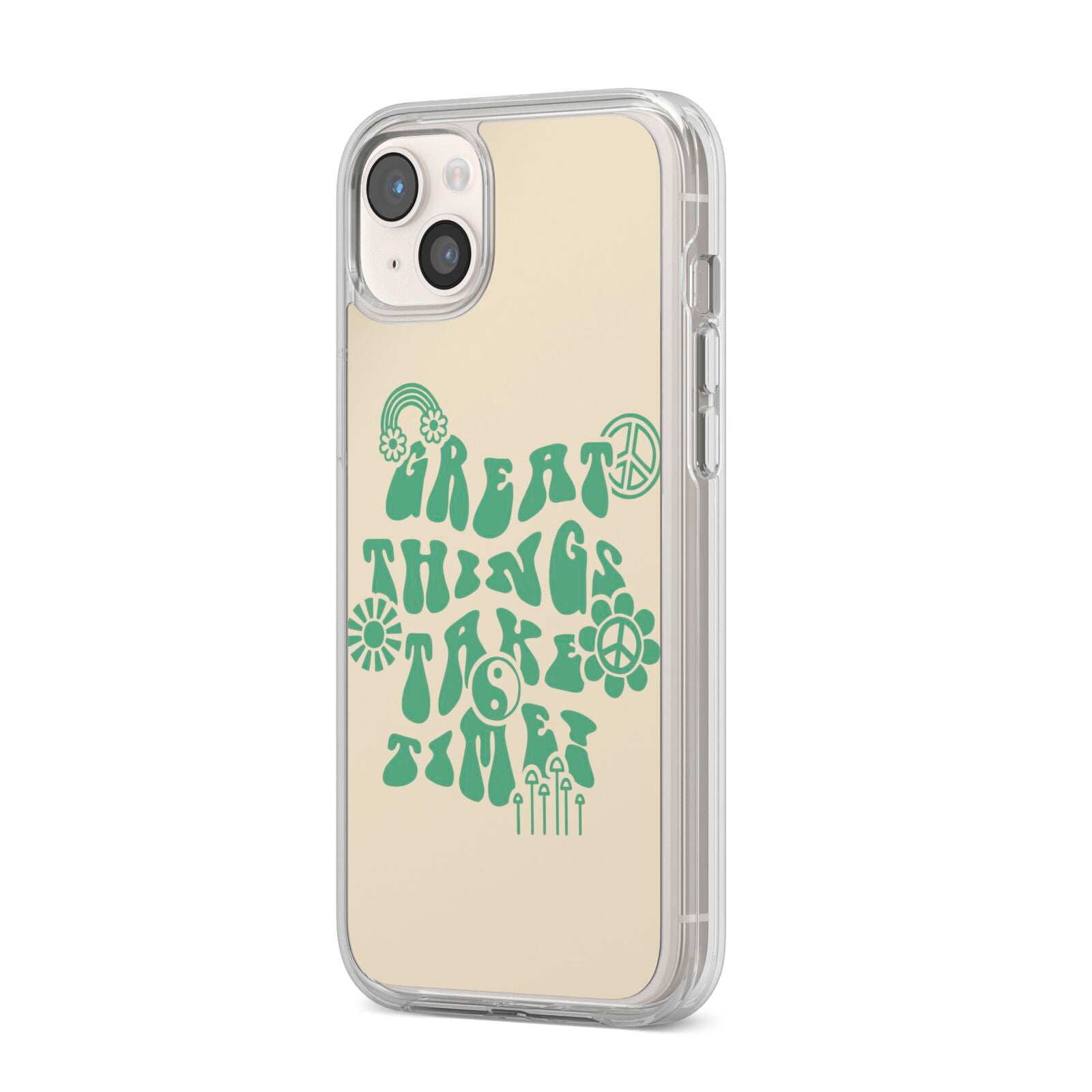 Retro Positive Quote iPhone 14 Plus Clear Tough Case Starlight Angled Image