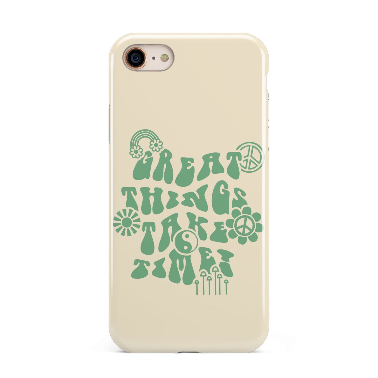 Retro Positive Quote iPhone 8 3D Tough Case on Gold Phone