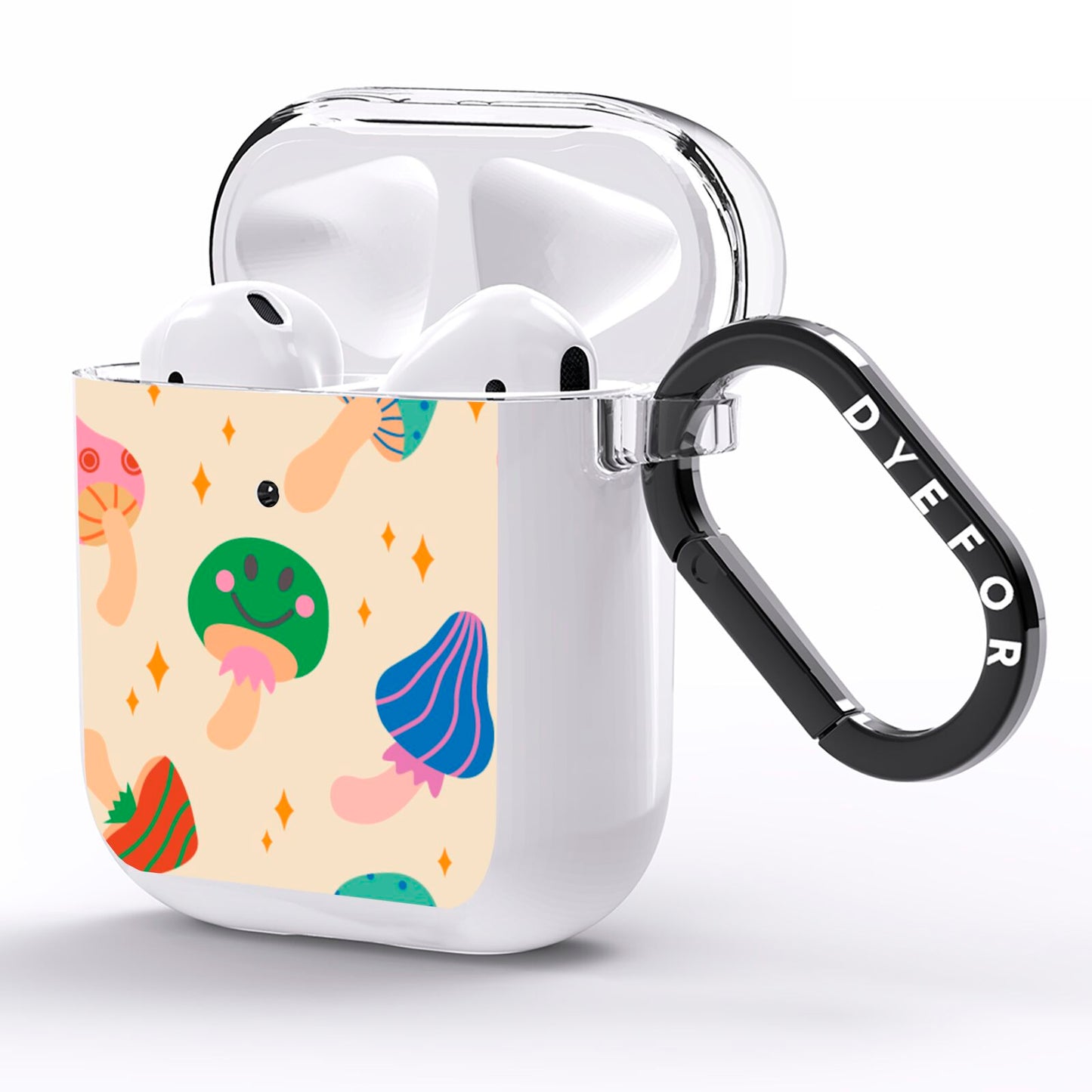 Retro Psychedelic Mushrooms AirPods Clear Case Side Image