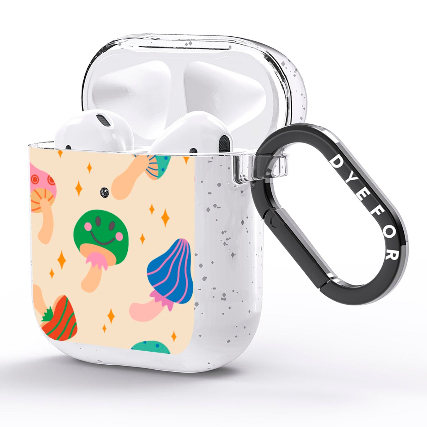 Retro Psychedelic Mushrooms AirPods Glitter Case Side Image