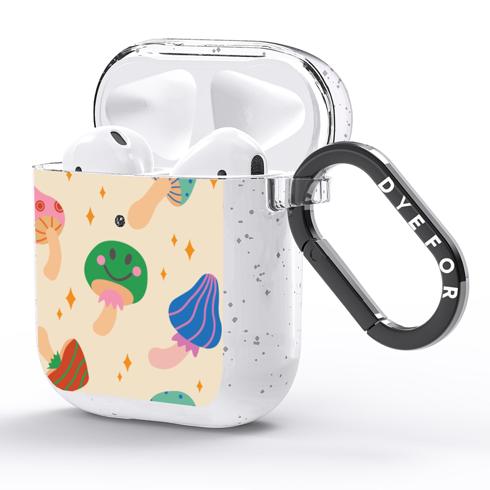 Retro Psychedelic Mushrooms AirPods Glitter Case Side Image