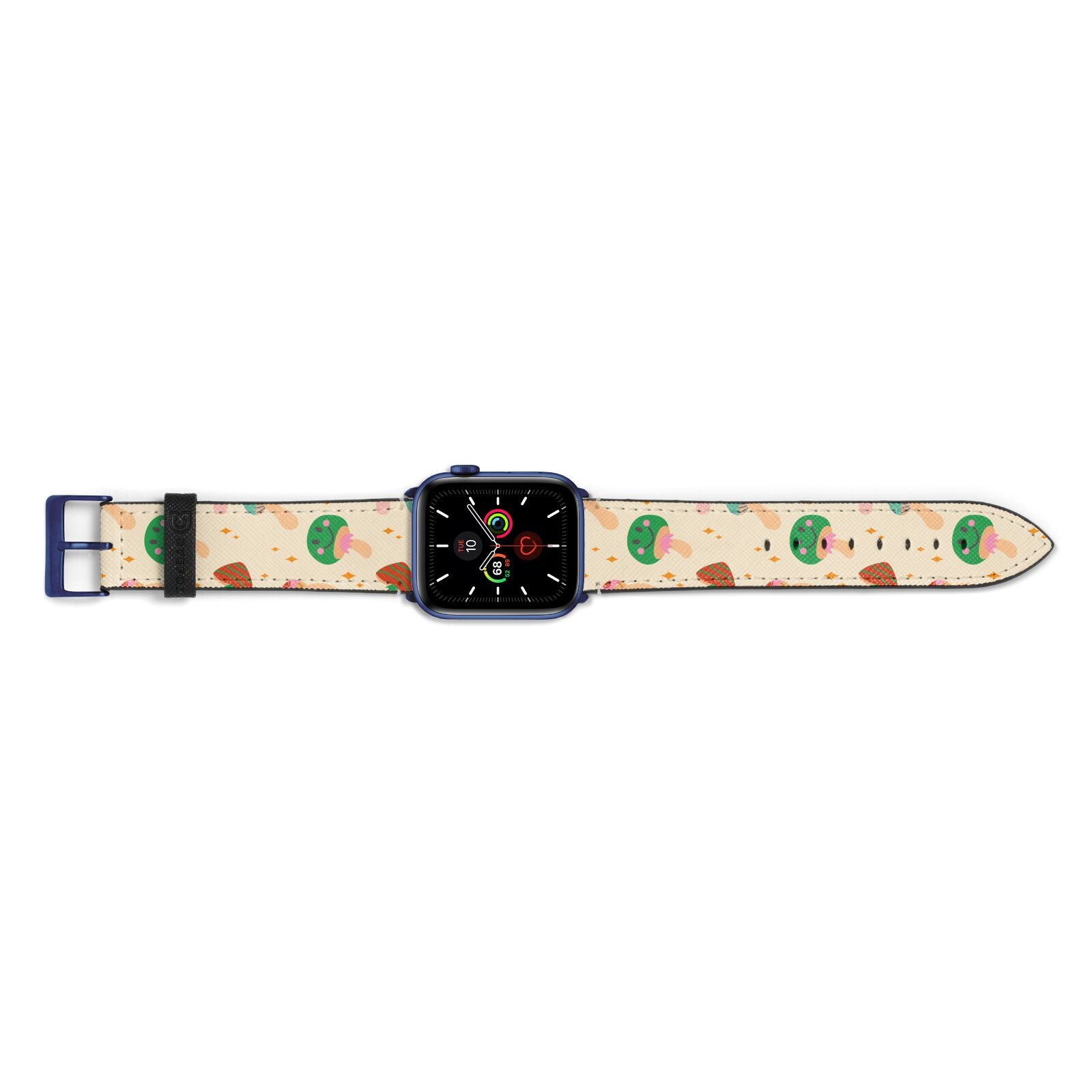 Retro Psychedelic Mushrooms Apple Watch Strap Landscape Image Blue Hardware