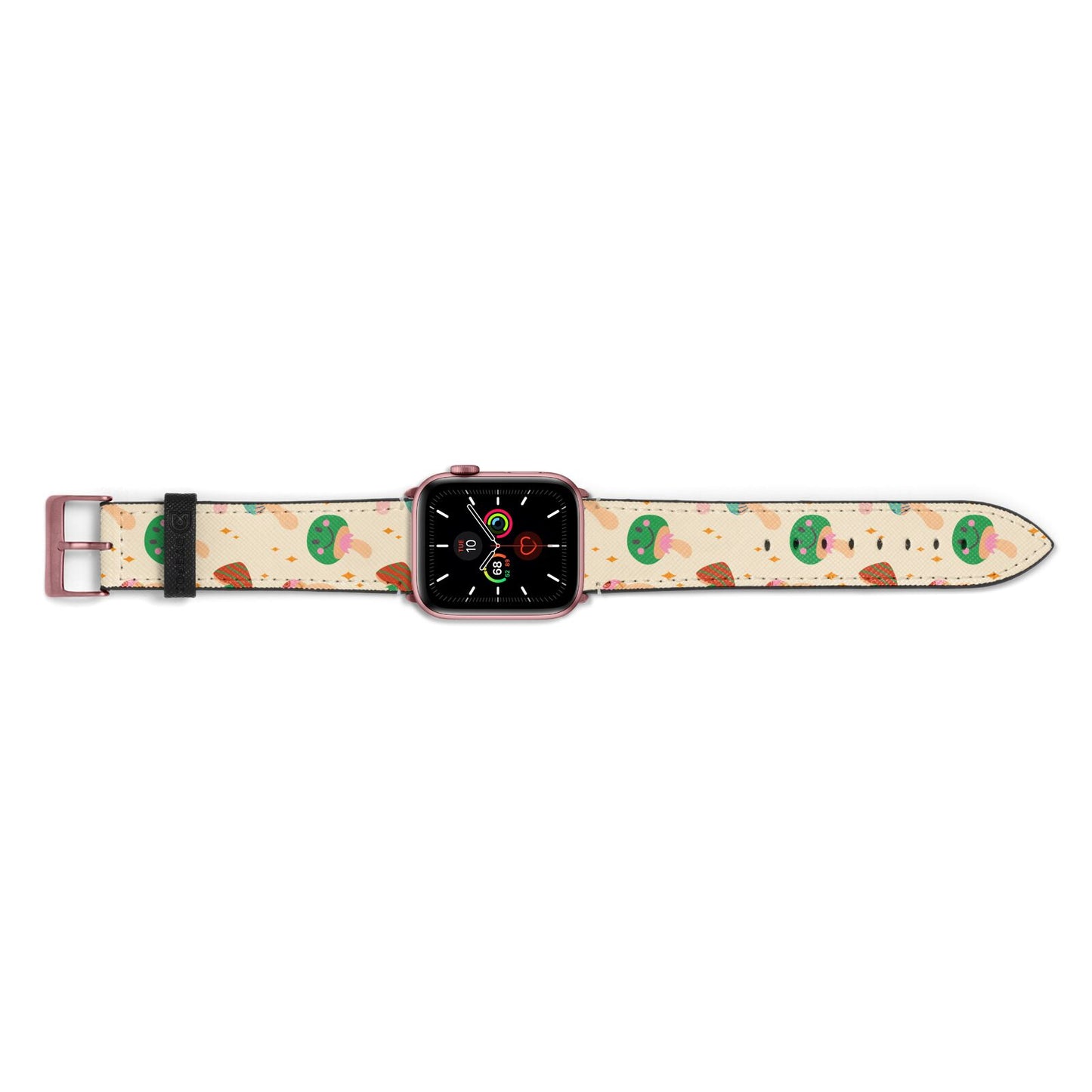 Retro Psychedelic Mushrooms Apple Watch Strap Landscape Image Rose Gold Hardware