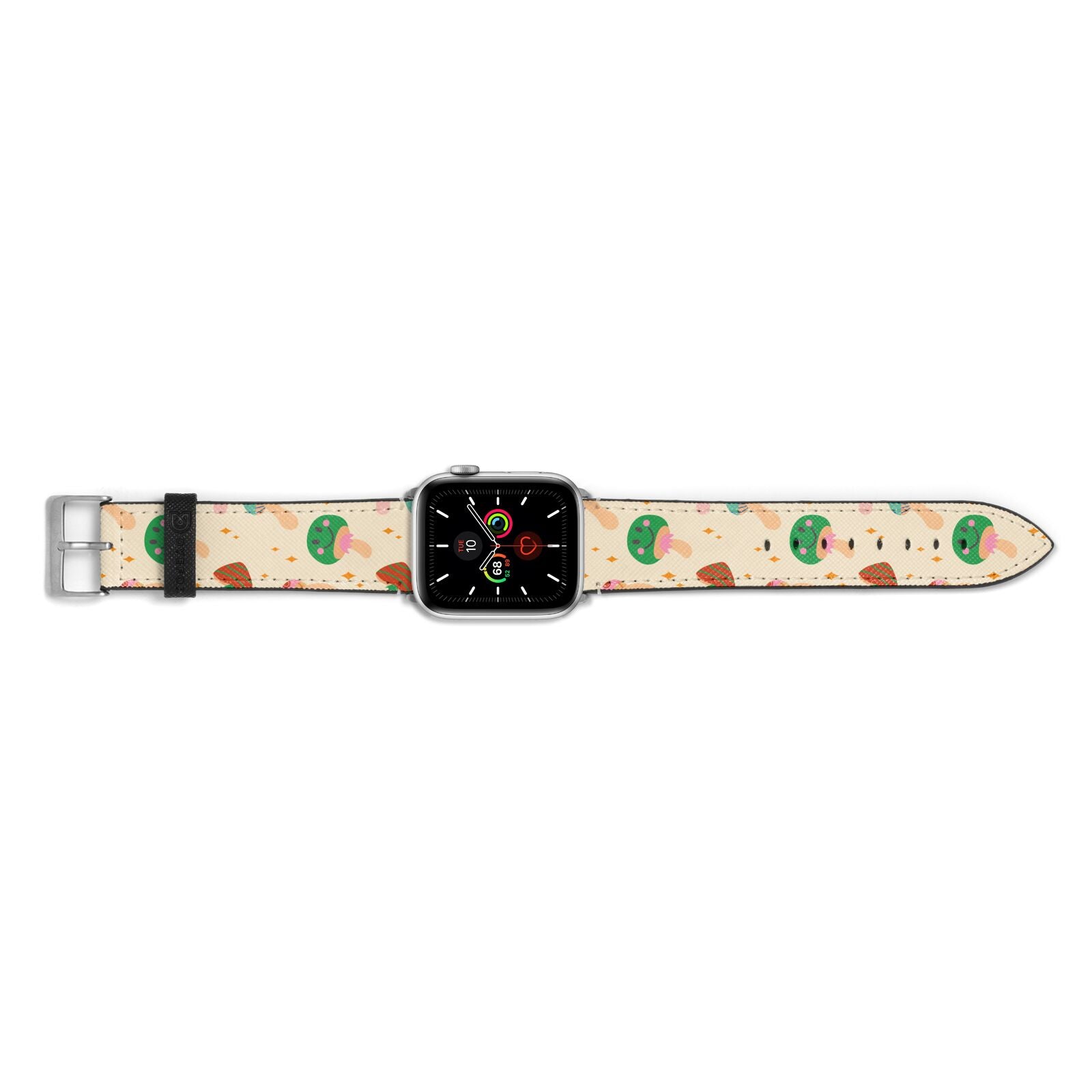 Retro Psychedelic Mushrooms Apple Watch Strap Landscape Image Silver Hardware