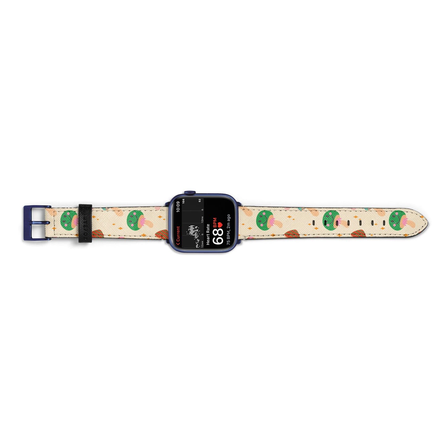 Retro Psychedelic Mushrooms Apple Watch Strap Size 38mm Landscape Image Blue Hardware