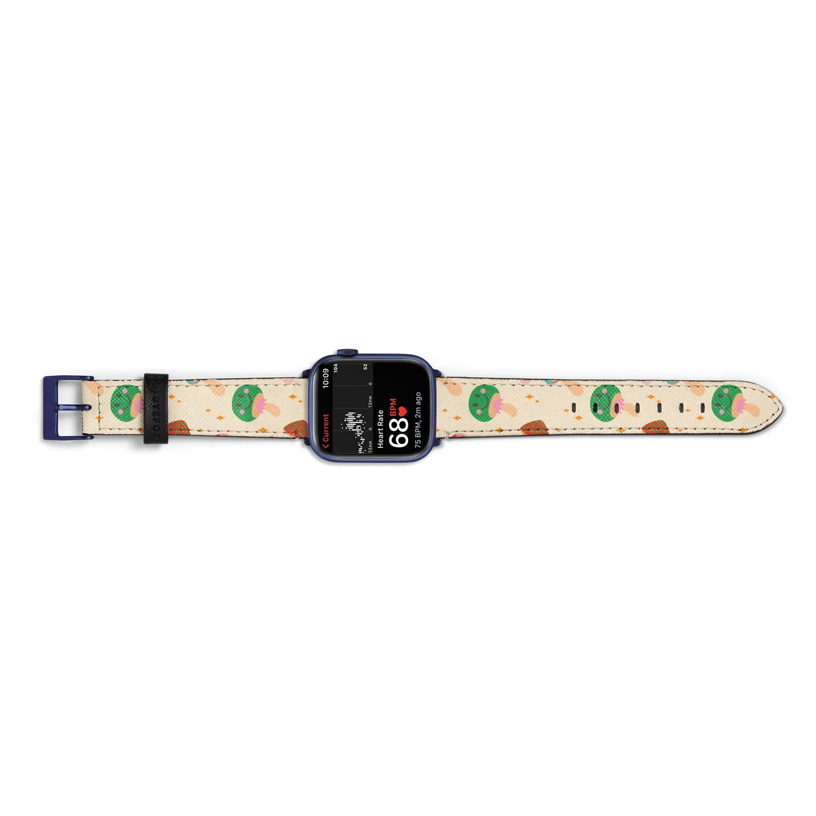 Retro Psychedelic Mushrooms Apple Watch Strap Size 38mm Landscape Image Blue Hardware