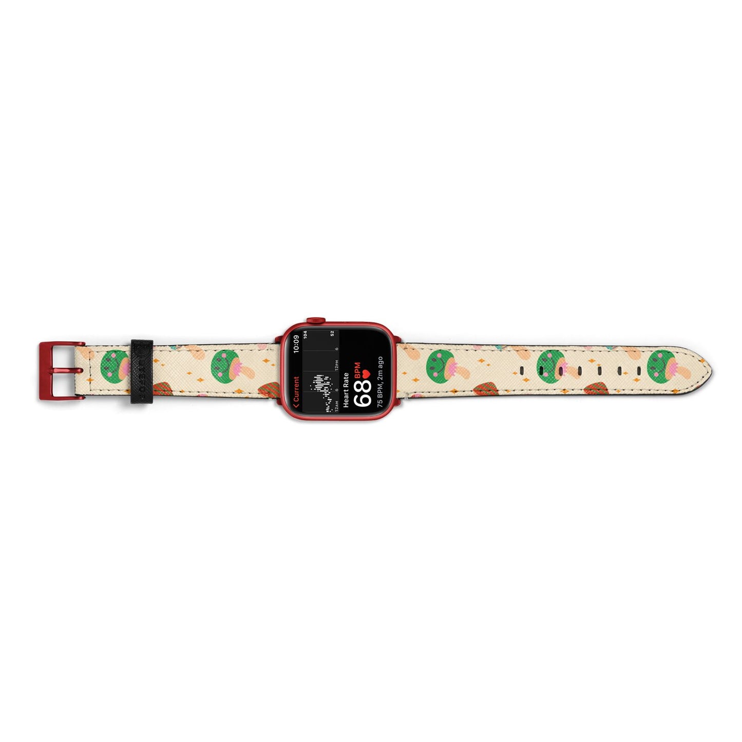 Retro Psychedelic Mushrooms Apple Watch Strap Size 38mm Landscape Image Red Hardware