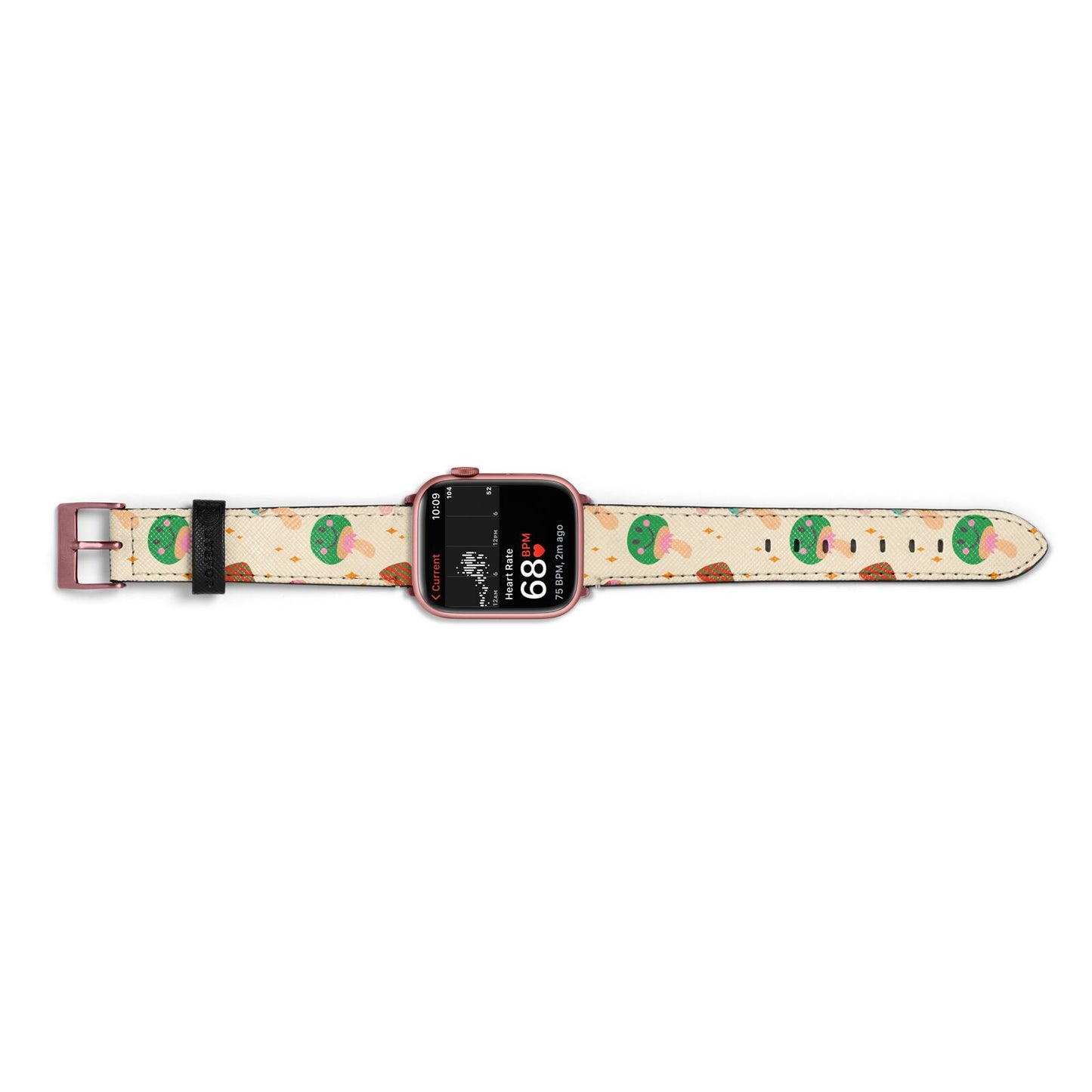 Retro Psychedelic Mushrooms Apple Watch Strap Size 38mm Landscape Image Rose Gold Hardware