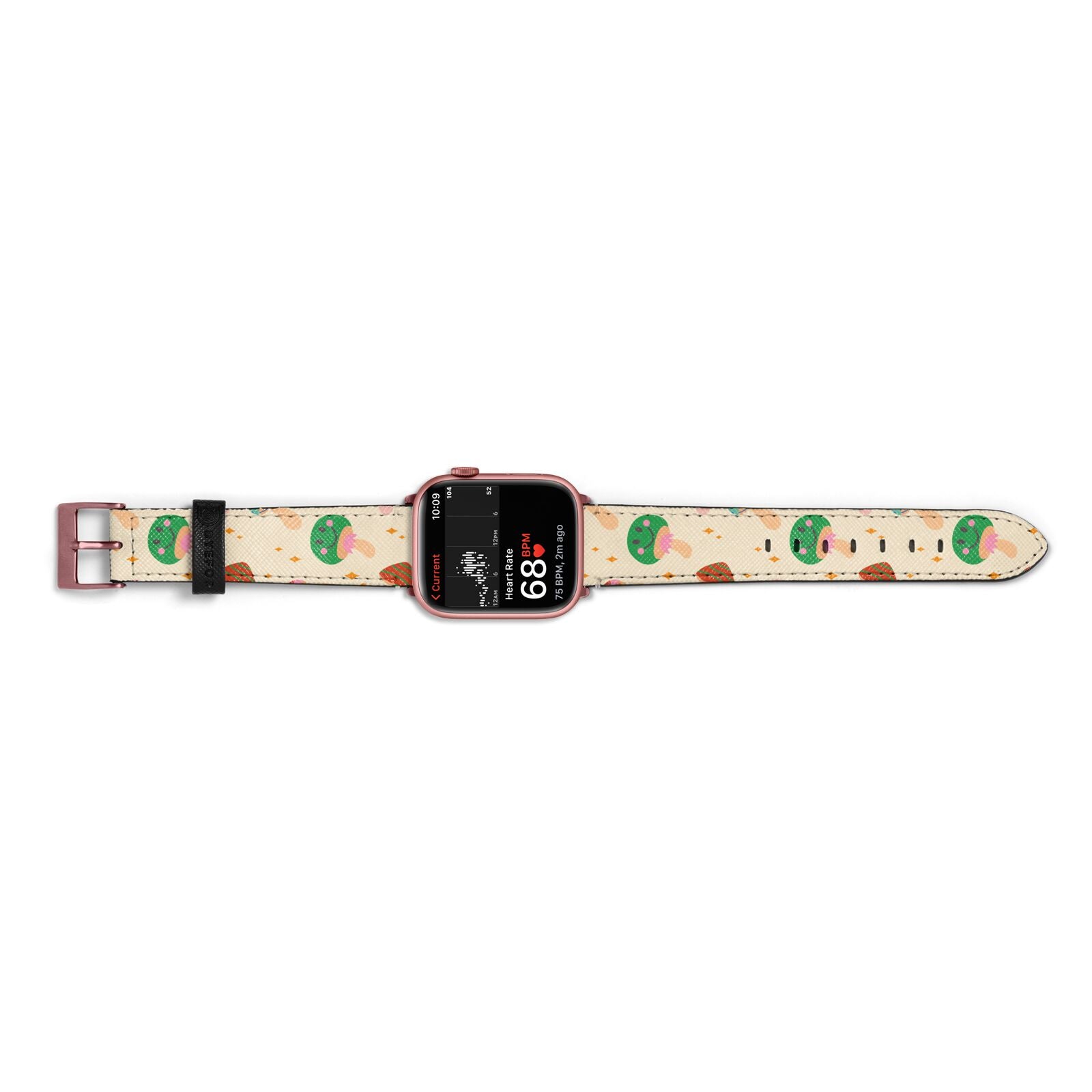 Retro Psychedelic Mushrooms Apple Watch Strap Size 38mm Landscape Image Rose Gold Hardware