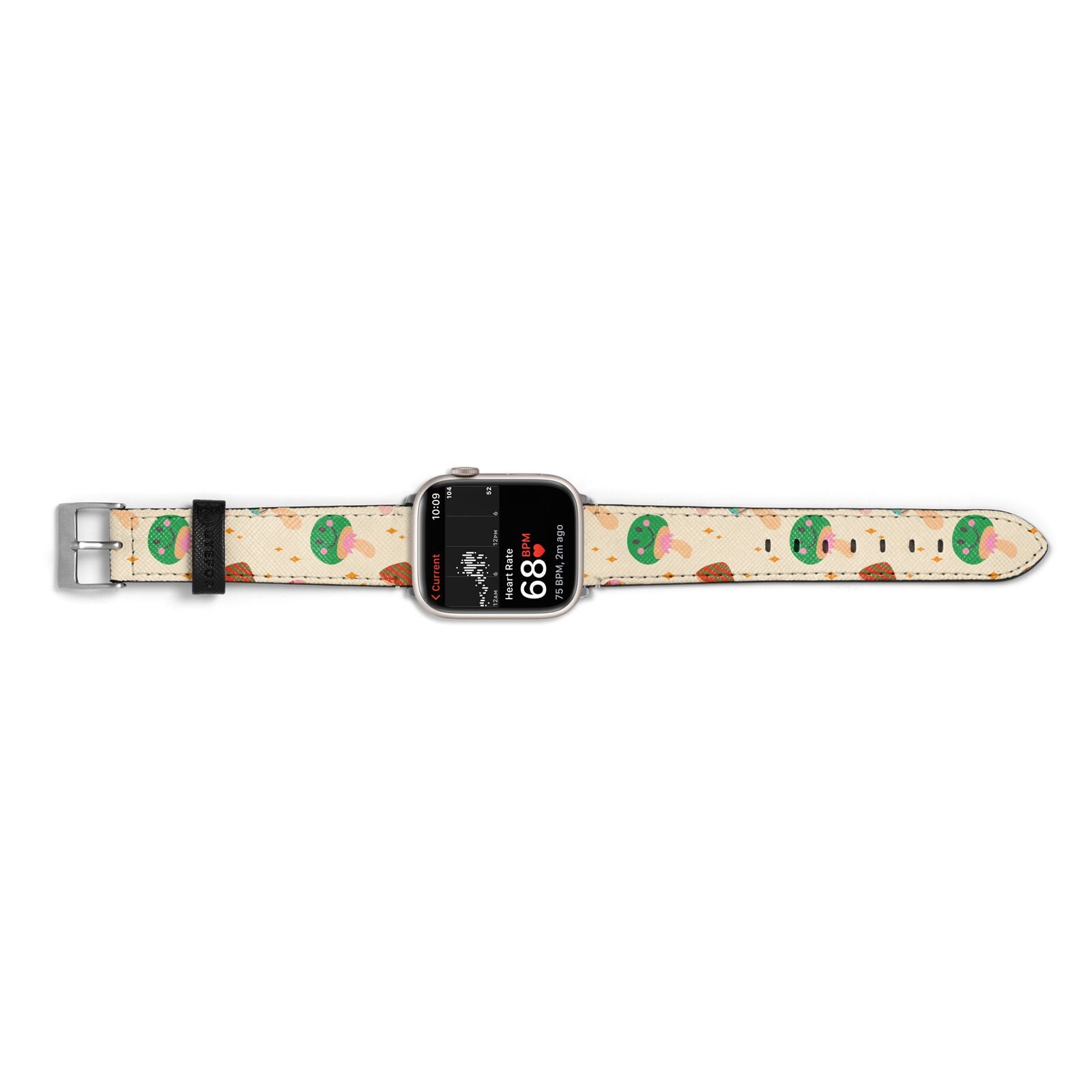 Retro Psychedelic Mushrooms Apple Watch Strap Size 38mm Landscape Image Silver Hardware