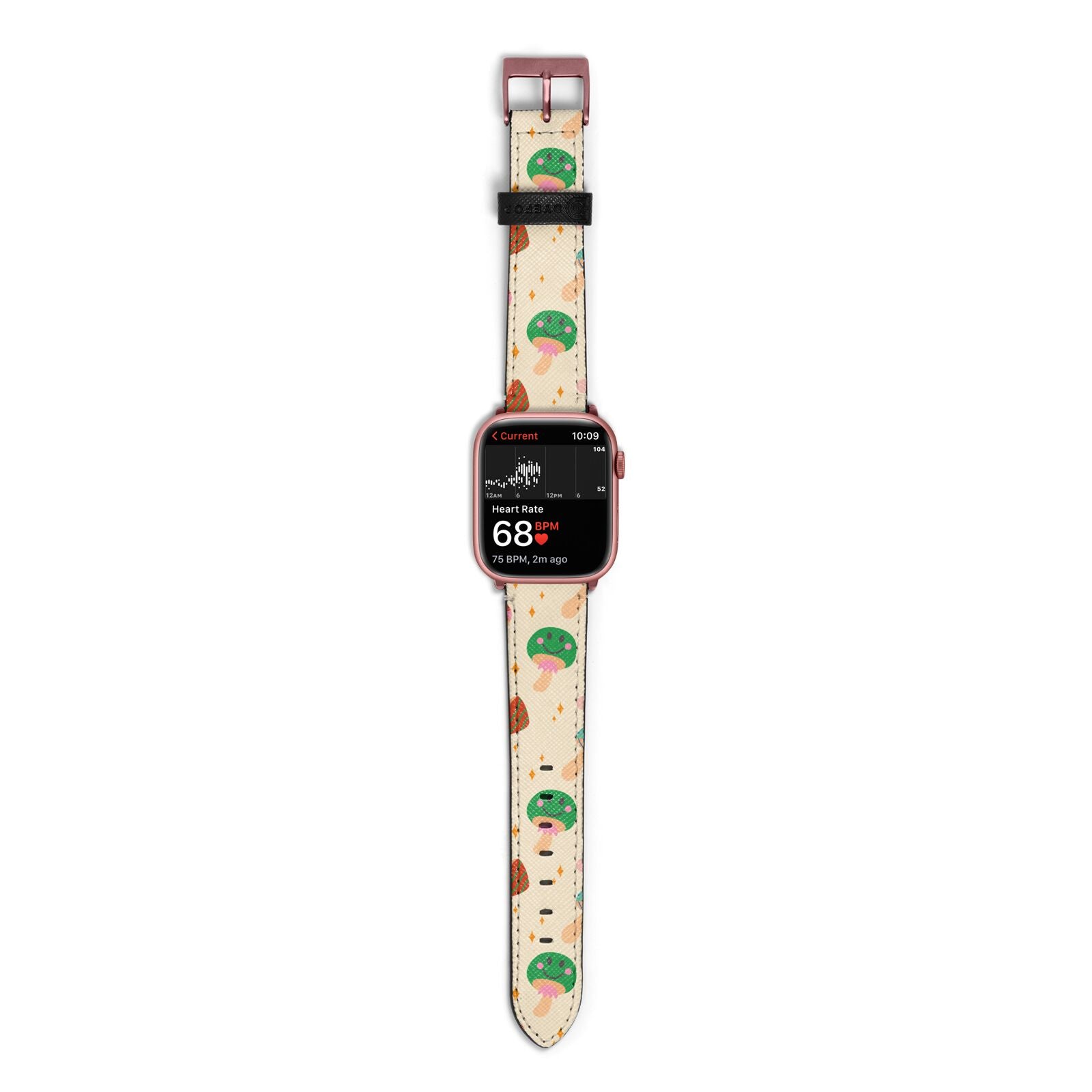 Retro Psychedelic Mushrooms Apple Watch Strap Size 38mm with Rose Gold Hardware