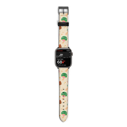 Retro Psychedelic Mushrooms Apple Watch Strap Size 38mm with Space Grey Hardware