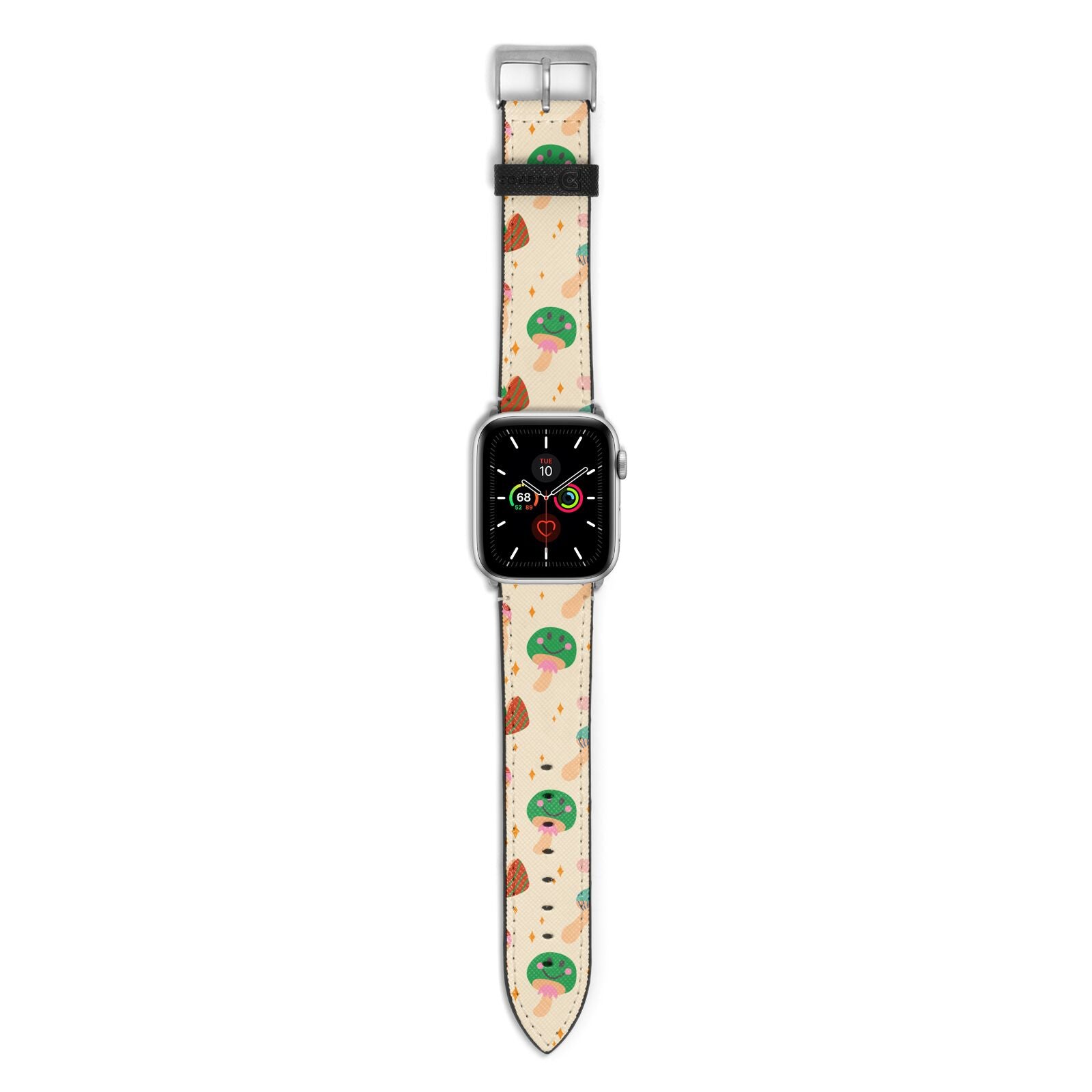 Retro Psychedelic Mushrooms Apple Watch Strap with Silver Hardware