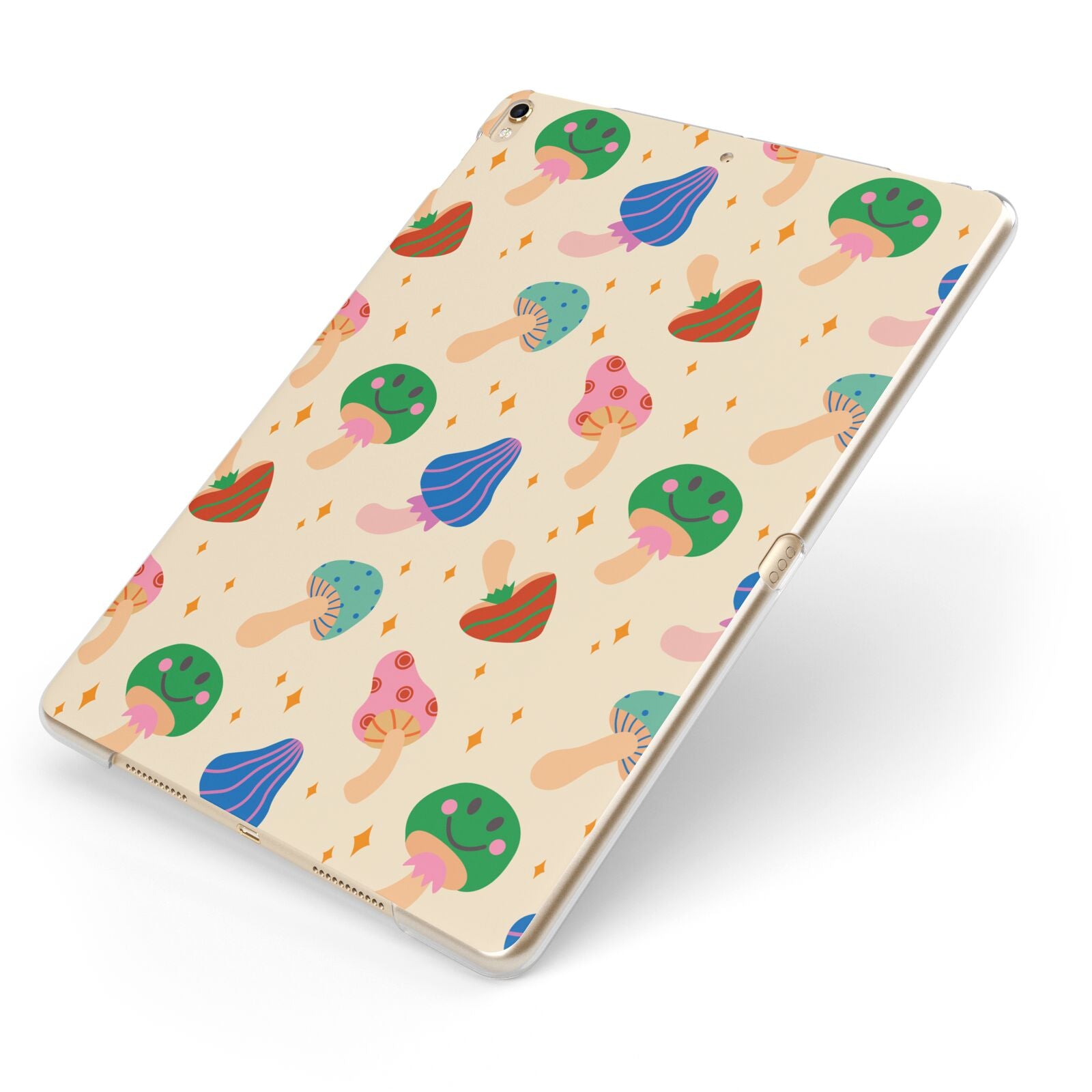 Retro Psychedelic Mushrooms Apple iPad Case on Gold iPad Side View