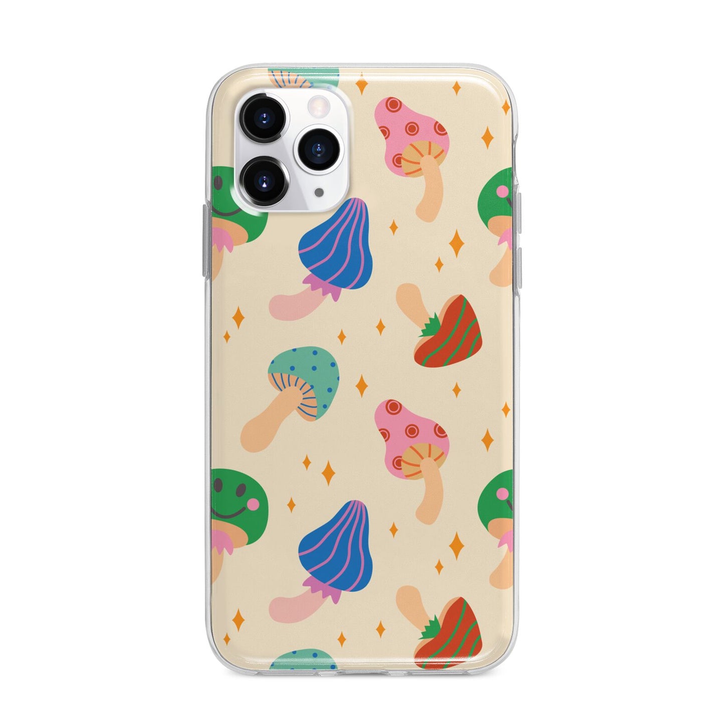 Retro Psychedelic Mushrooms Apple iPhone 11 Pro Max in Silver with Bumper Case