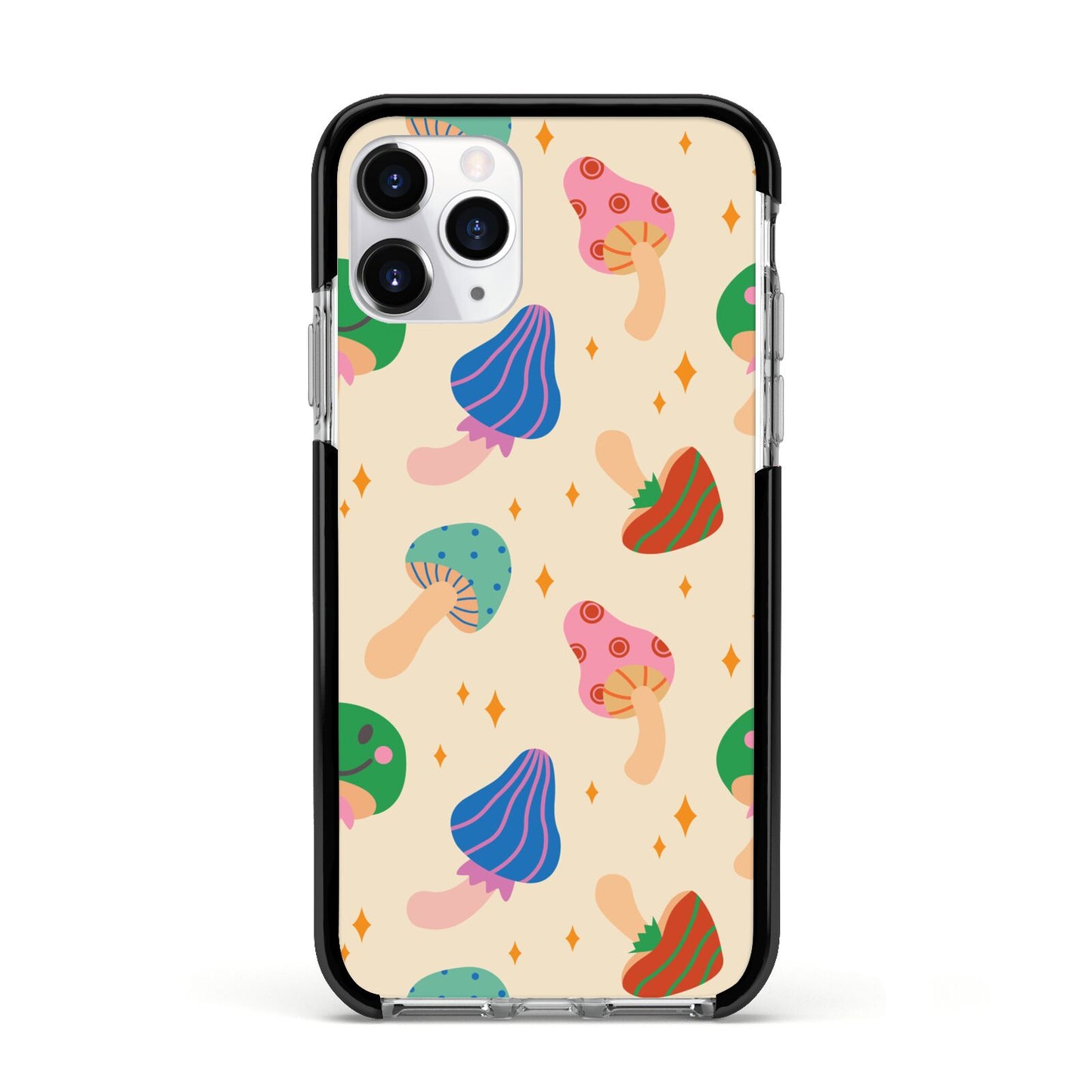 Retro Psychedelic Mushrooms Apple iPhone 11 Pro in Silver with Black Impact Case