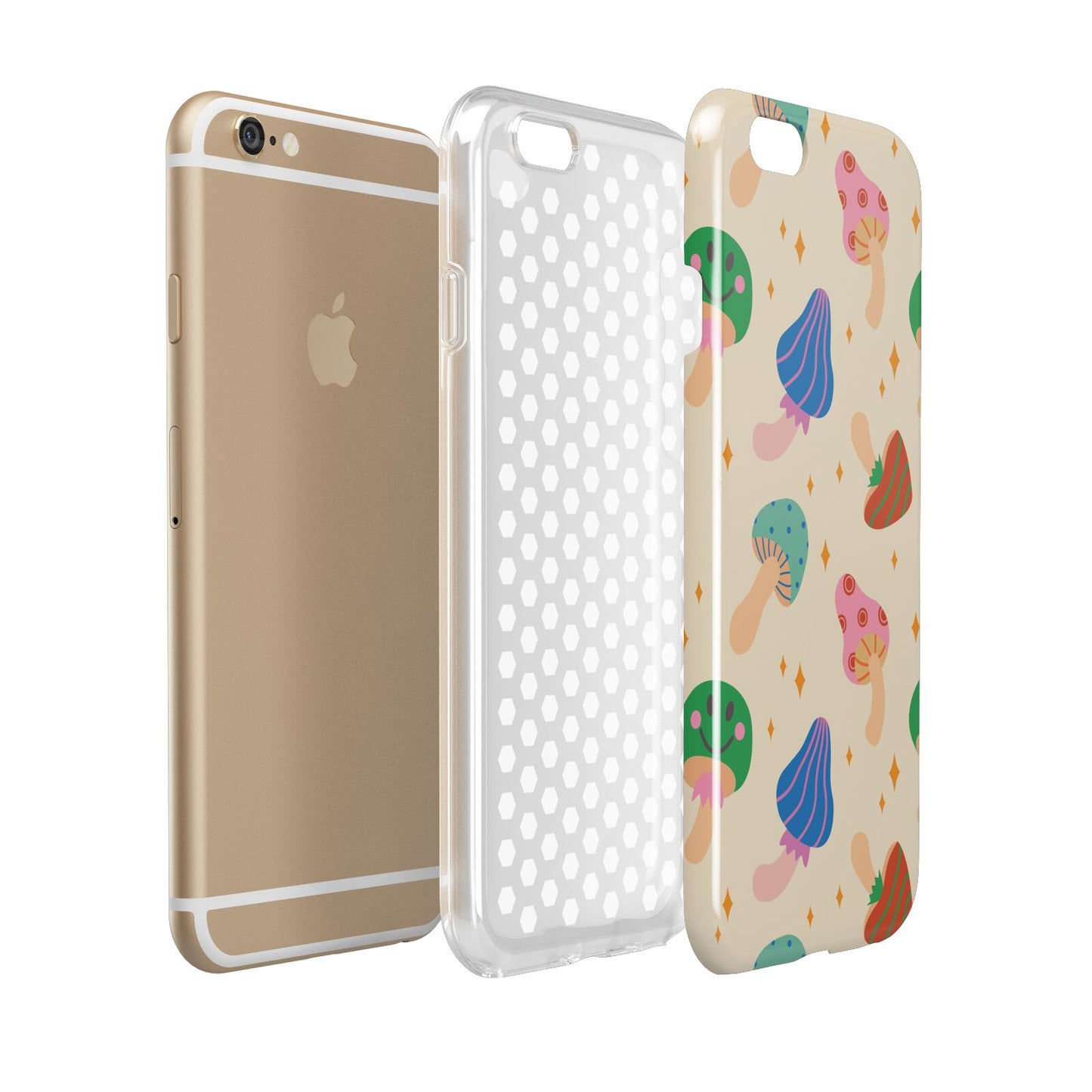 Retro Psychedelic Mushrooms Apple iPhone 6 3D Tough Case Expanded view