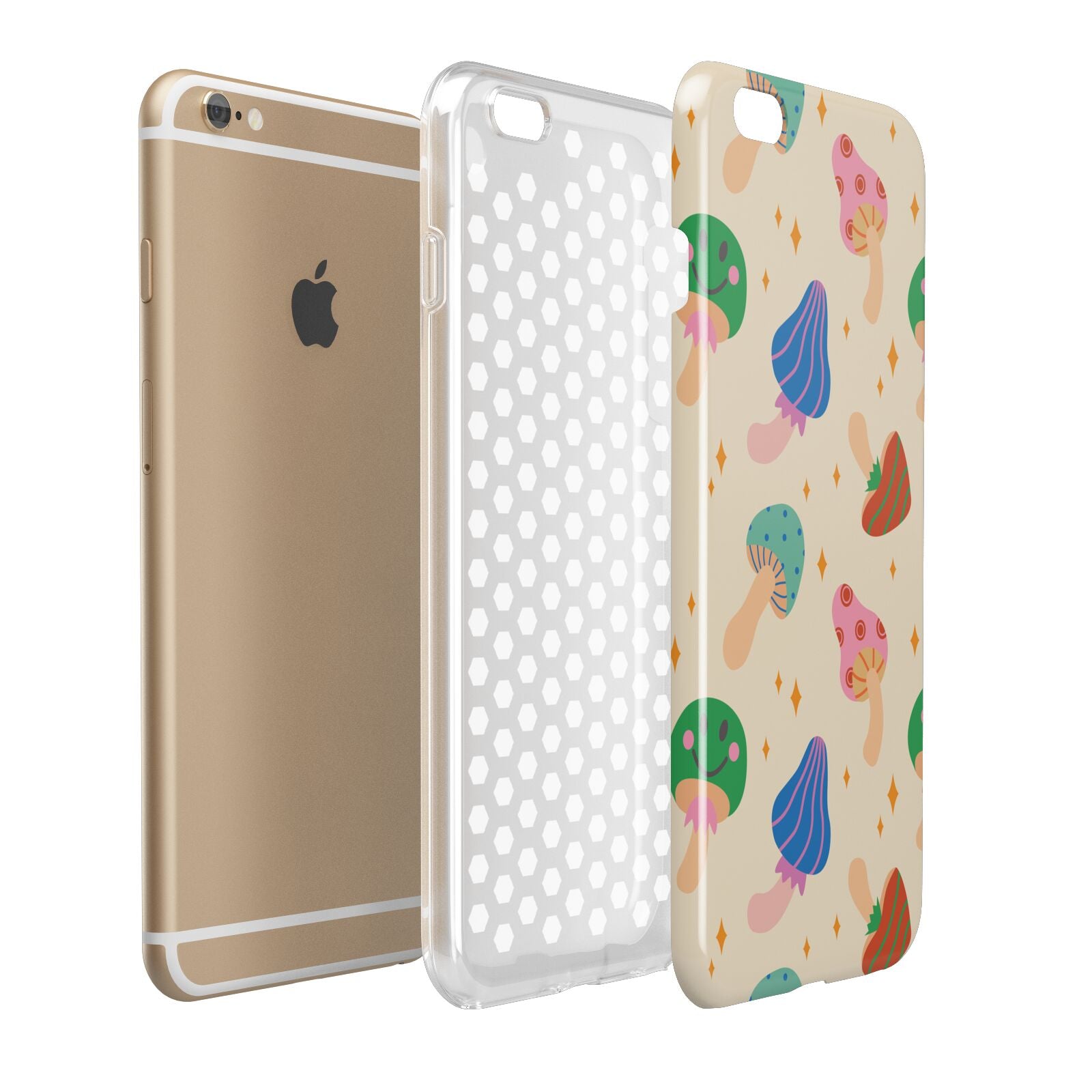 Retro Psychedelic Mushrooms Apple iPhone 6 Plus 3D Tough Case Expand Detail Image