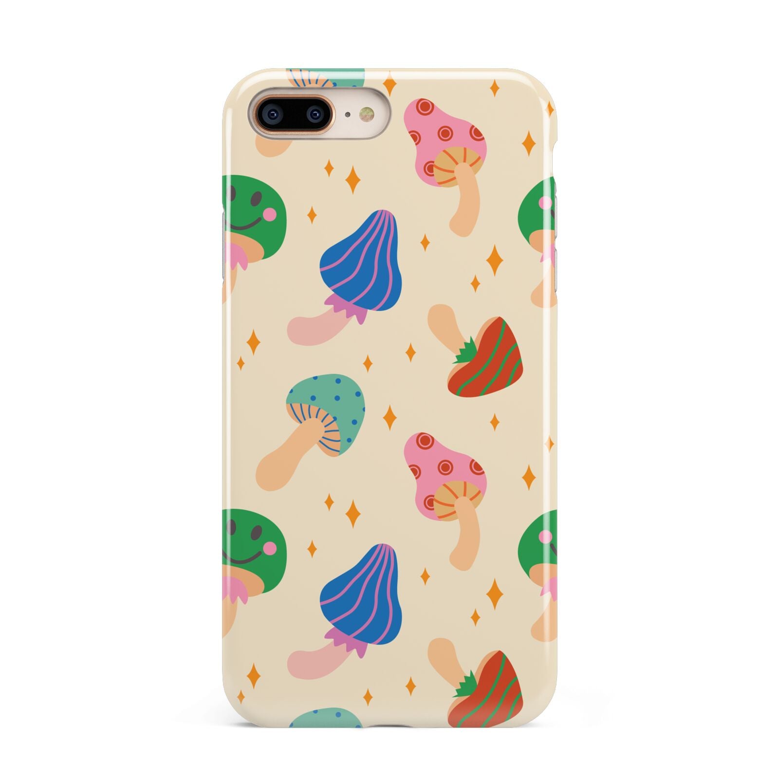 Retro Psychedelic Mushrooms Apple iPhone 7 8 Plus 3D Tough Case