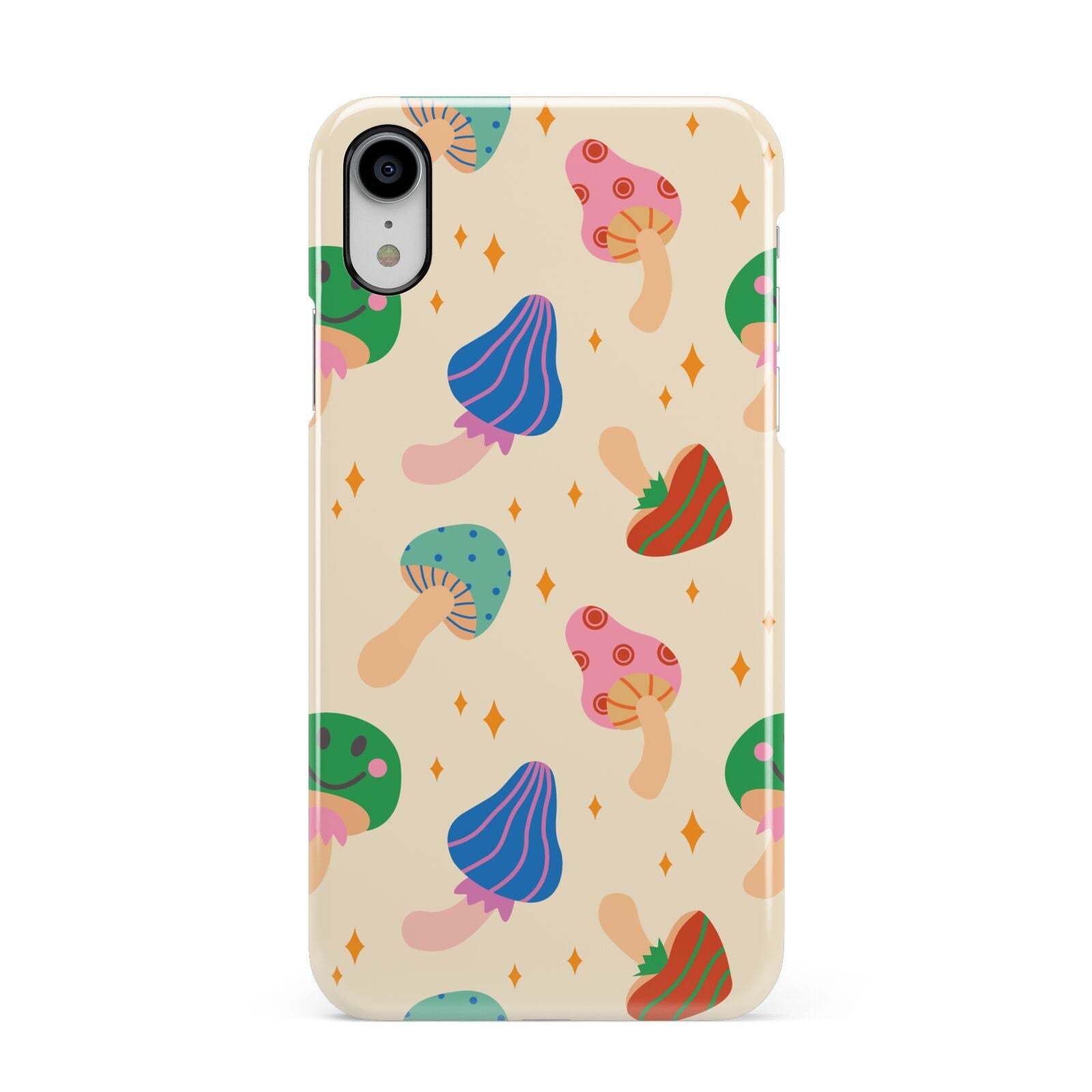 Retro Psychedelic Mushrooms Apple iPhone XR White 3D Snap Case