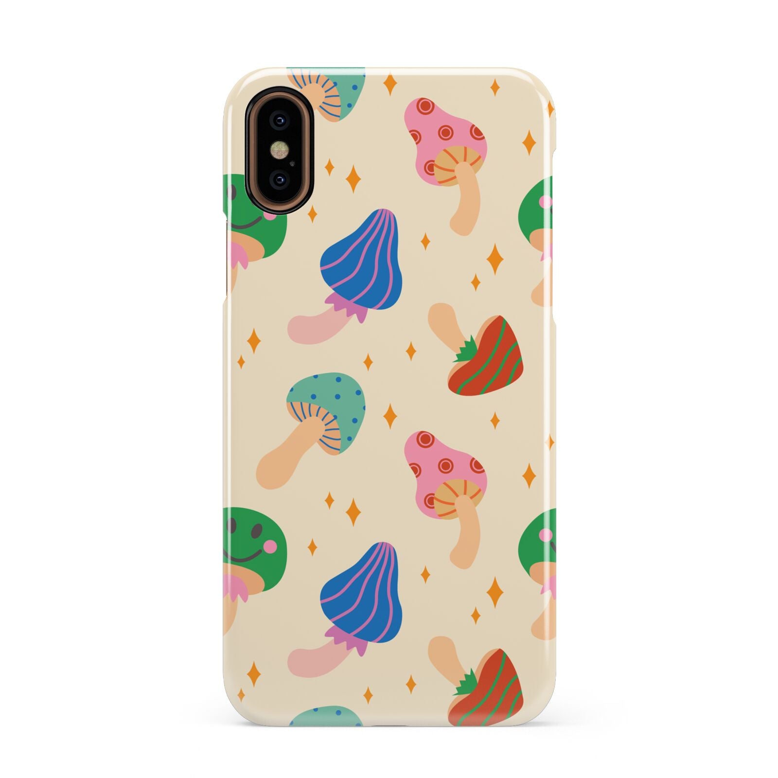 Retro Psychedelic Mushrooms Apple iPhone XS 3D Snap Case