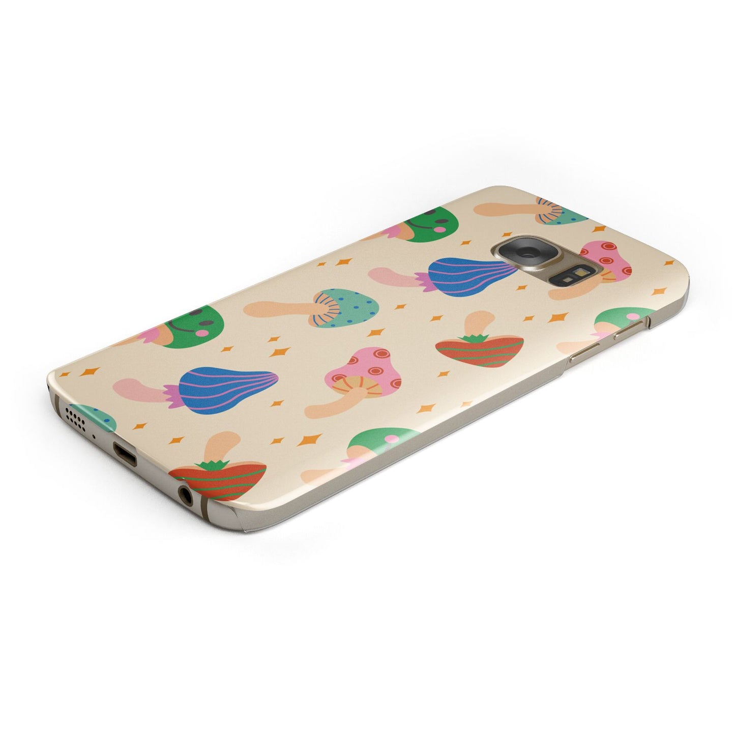 Retro Psychedelic Mushrooms Protective Samsung Galaxy Case Angled Image