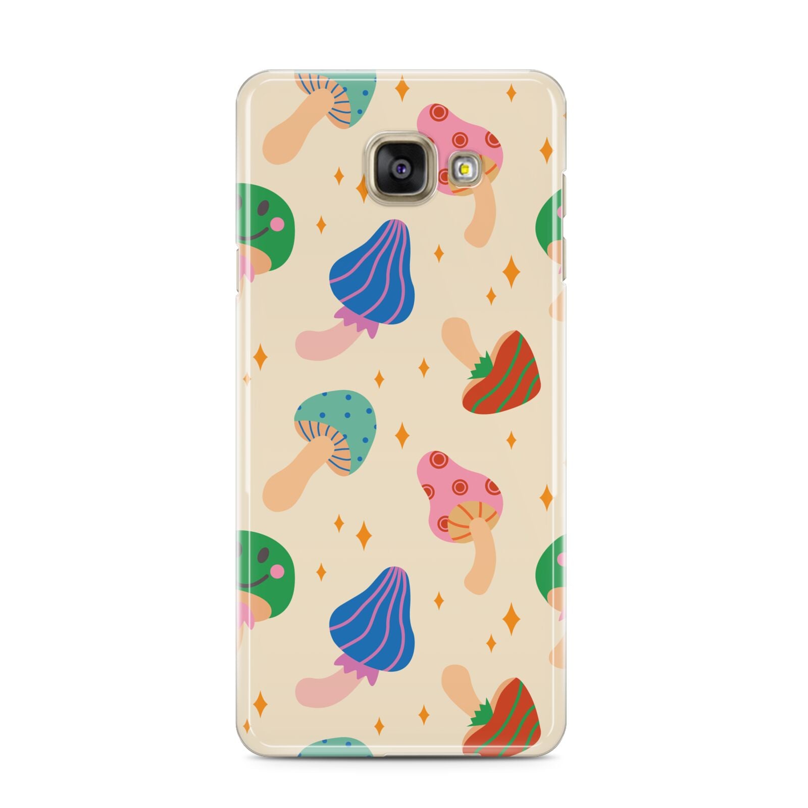 Retro Psychedelic Mushrooms Samsung Galaxy A3 2016 Case on gold phone