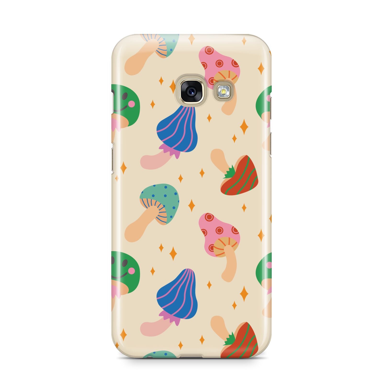 Retro Psychedelic Mushrooms Samsung Galaxy A3 2017 Case on gold phone