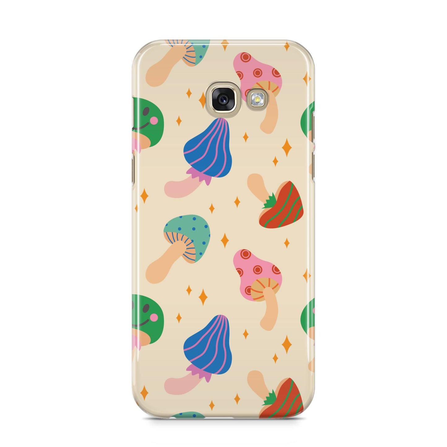 Retro Psychedelic Mushrooms Samsung Galaxy A5 2017 Case on gold phone