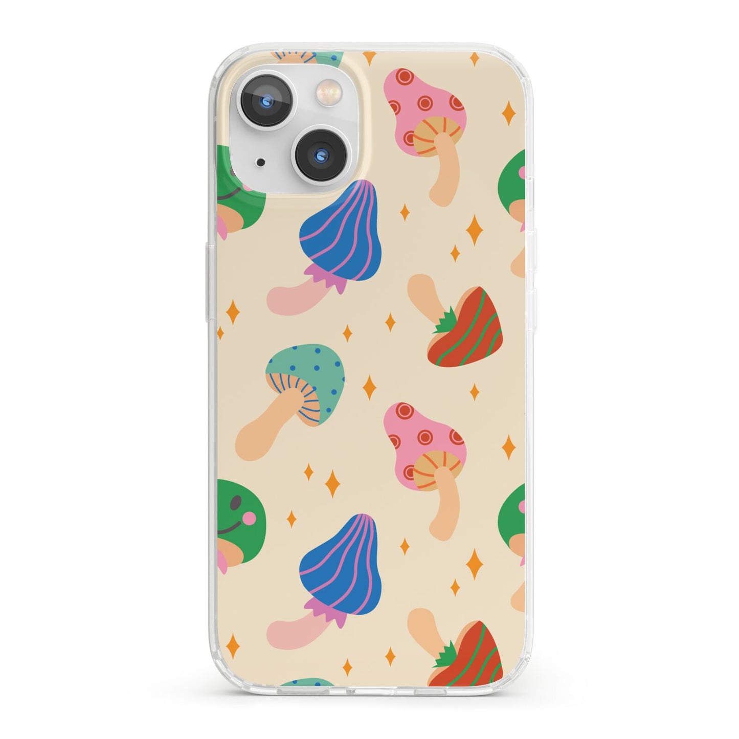 Retro Psychedelic Mushrooms iPhone 13 Clear Bumper Case